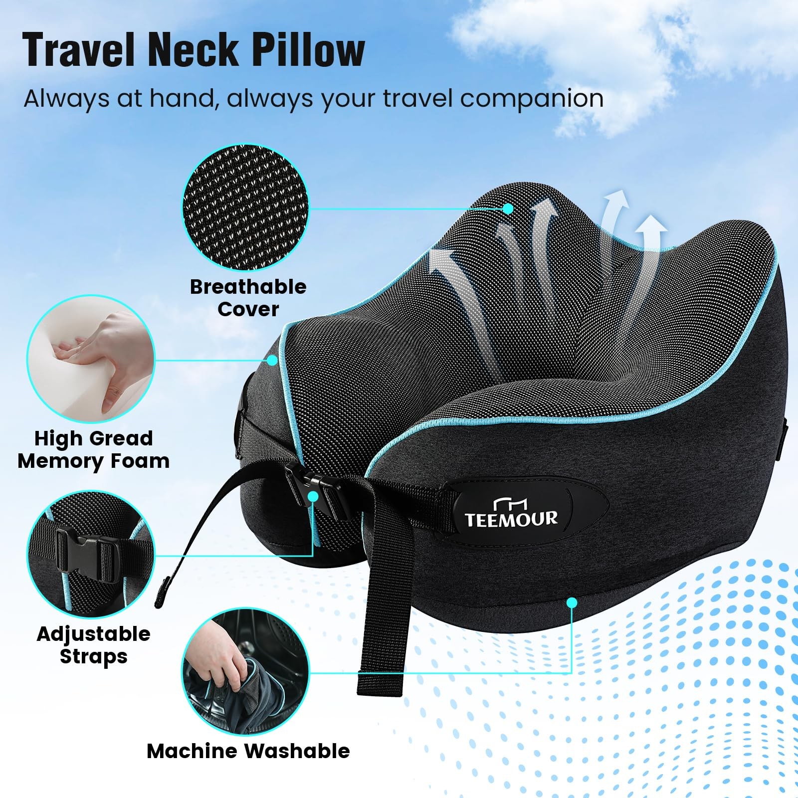 Neck Pillow for Traveling, Travel Neck Pillow for Airplane Memory Medium Size