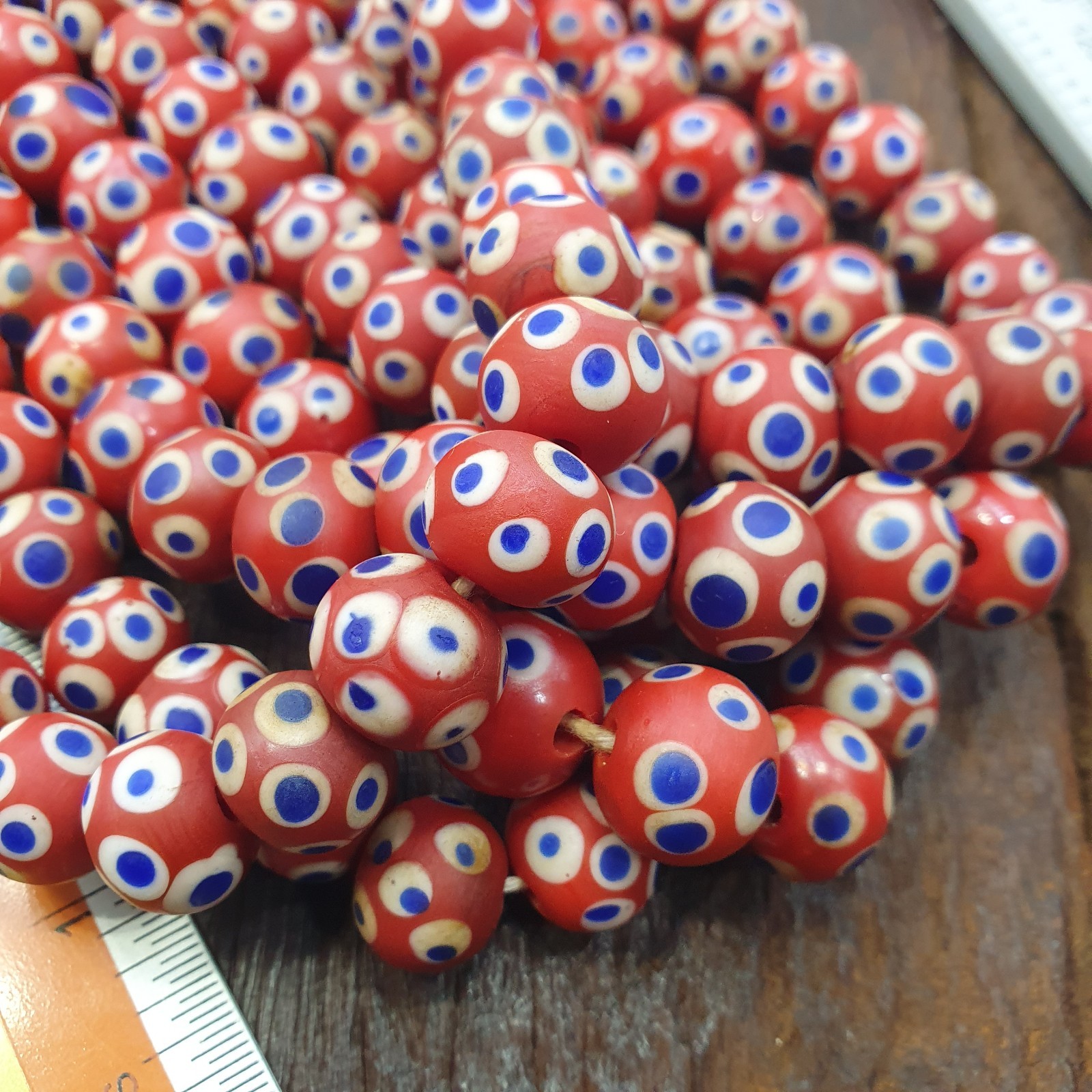 Red Skunk Beads African Style Glass Round Blue White Eye Beads Jewelry Making