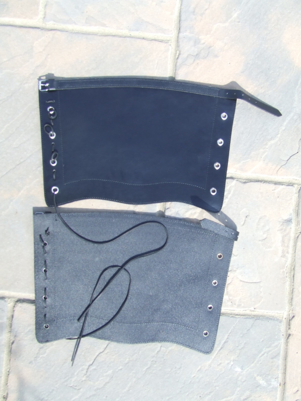 Reproduction Victorian Black leather gaiters LARGE British Army Zulu war