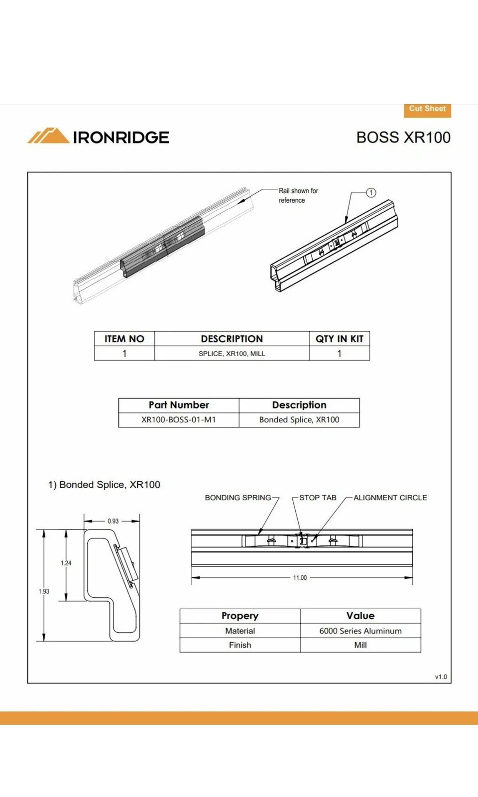 IronRidge XR100-BOSS-01-M1 BOSS Bonded Structural Splice(  20) piece set