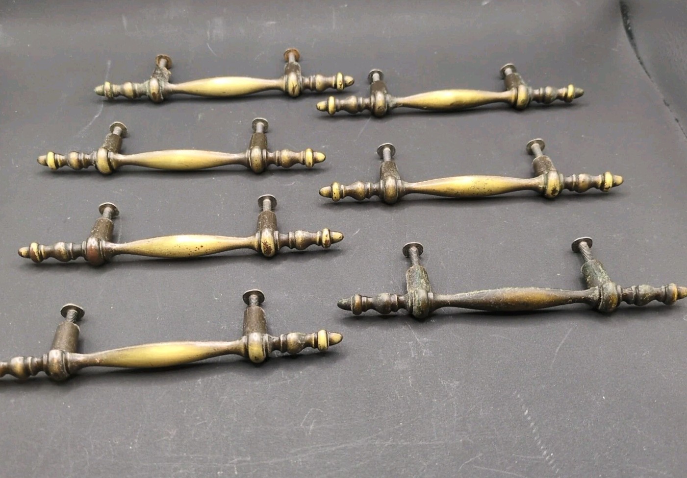 Lot of 16 Amerock MCM Brass Drawer Pull Handles RD 1968 CAN 5.5" With Screws