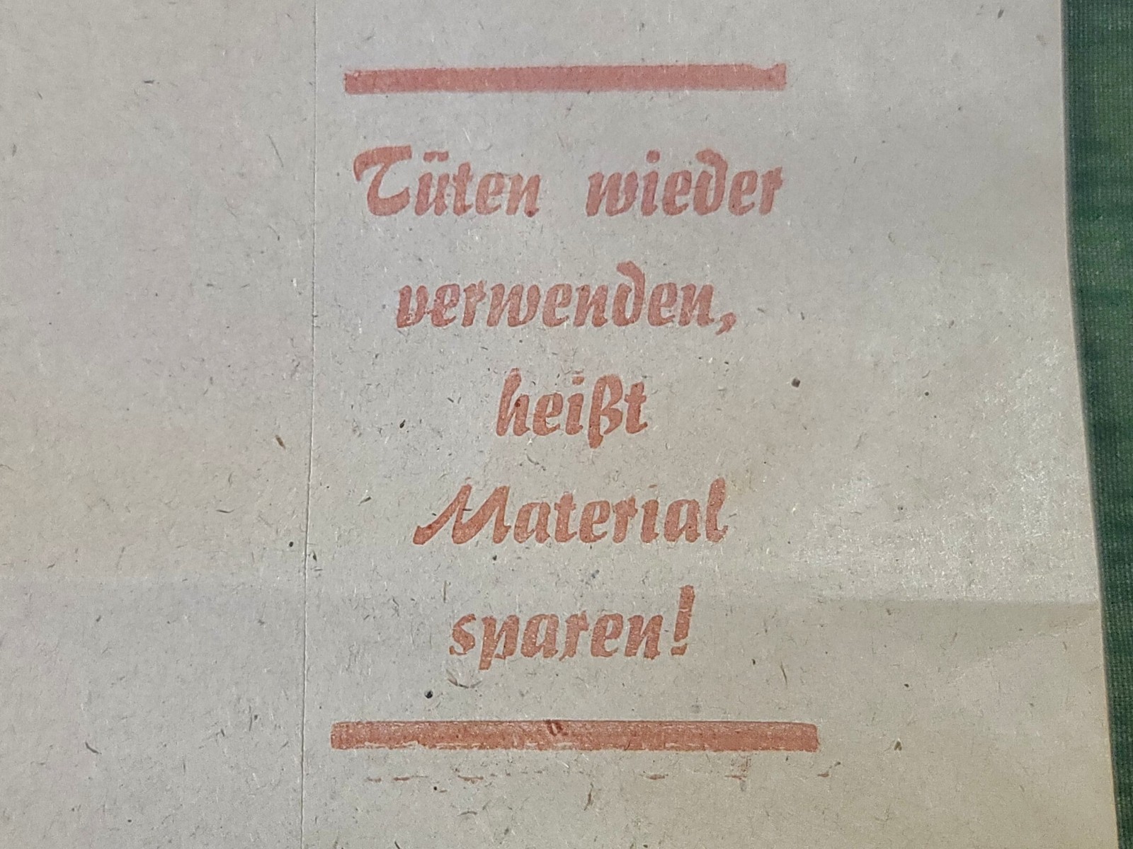 Original WWII German Material Sparen! Paper Shopping Bags 1940s Ration Homefront