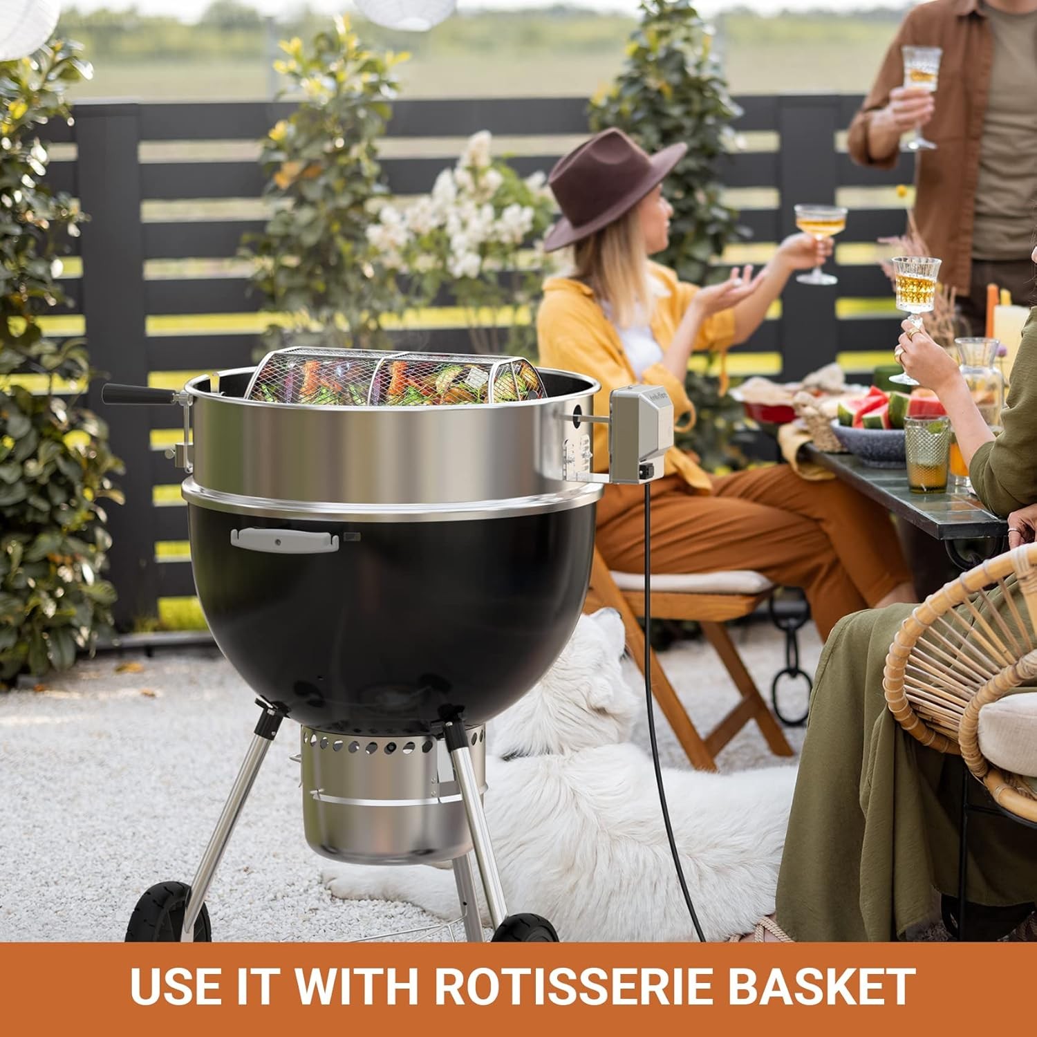 Stainless Steel Rotisserie Ring Kit for Weber 22-inch Kettle Charcoal Grills