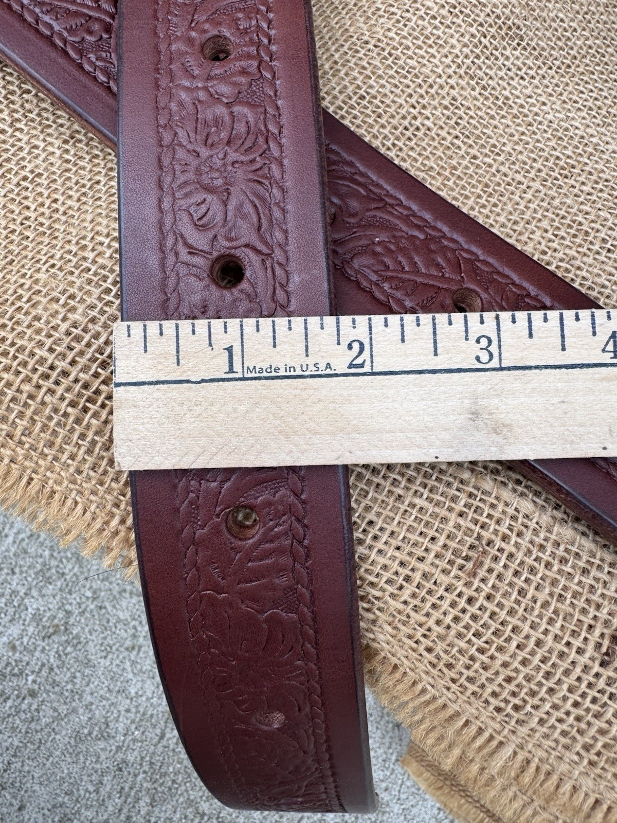 Handmade Leather Back Cinch Billets, Pair, Floral, USA Leather