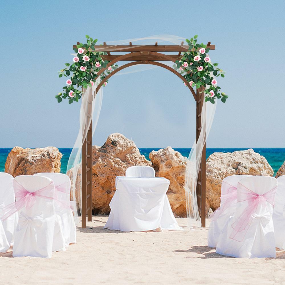 8 FT Wooden Garden Arbor Arches Wedding Party Arch for Climbing Plant