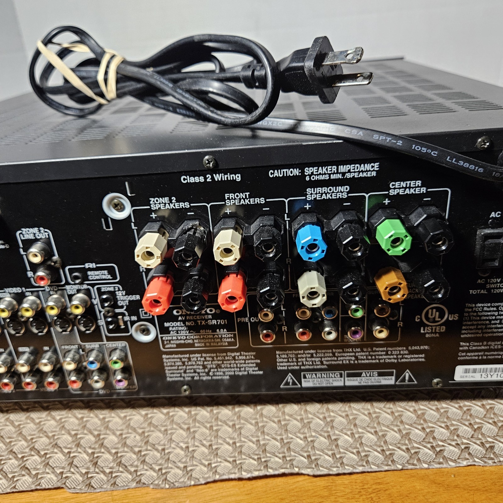 Onkyo TX-SR701 6.1 Channel 600 Watt Home Theater AV Receiver Amplifier TESTED