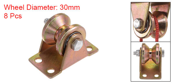 8pcs 1.2" V Groove Wheel Sliding Gate Caster, Rigid Caster Wheels with Bracket