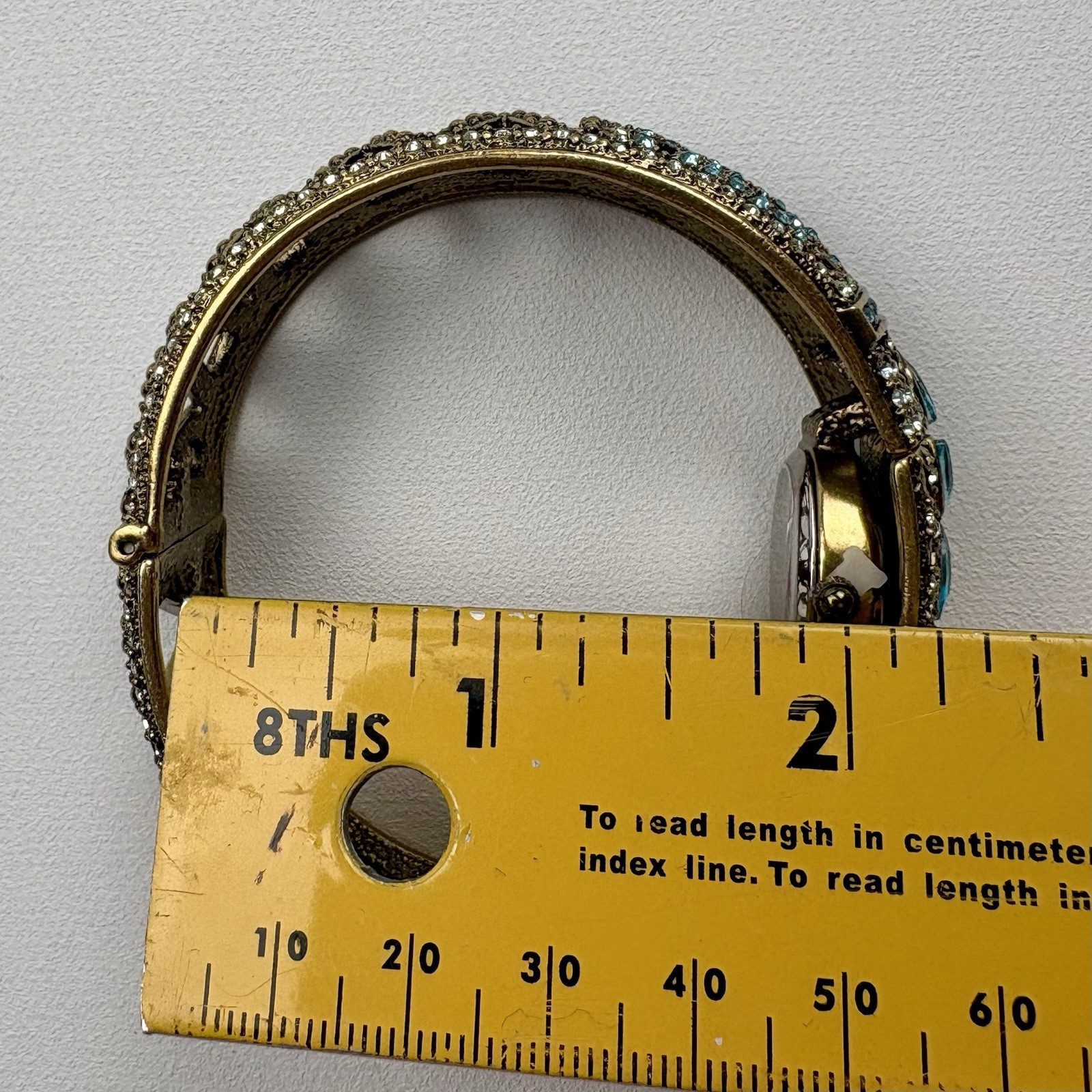 Vintage Heidi Daus Hidden Watch Swarovski Hinged Bangle Bracelet B10258