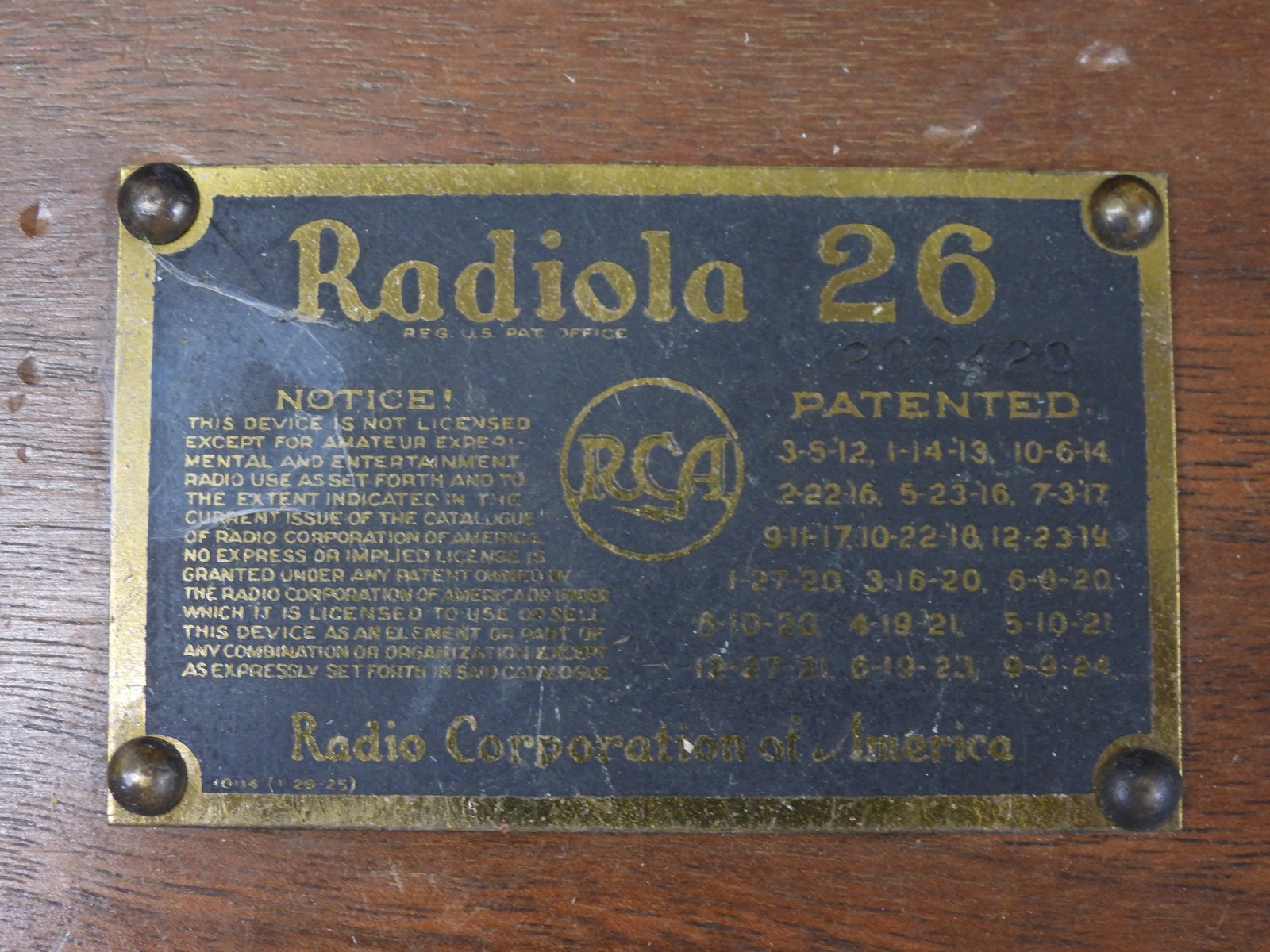 RCA Radiola 26 Vintage Super-Hetrodyne Broadcast Tube Radio w/ Tubes (nice)