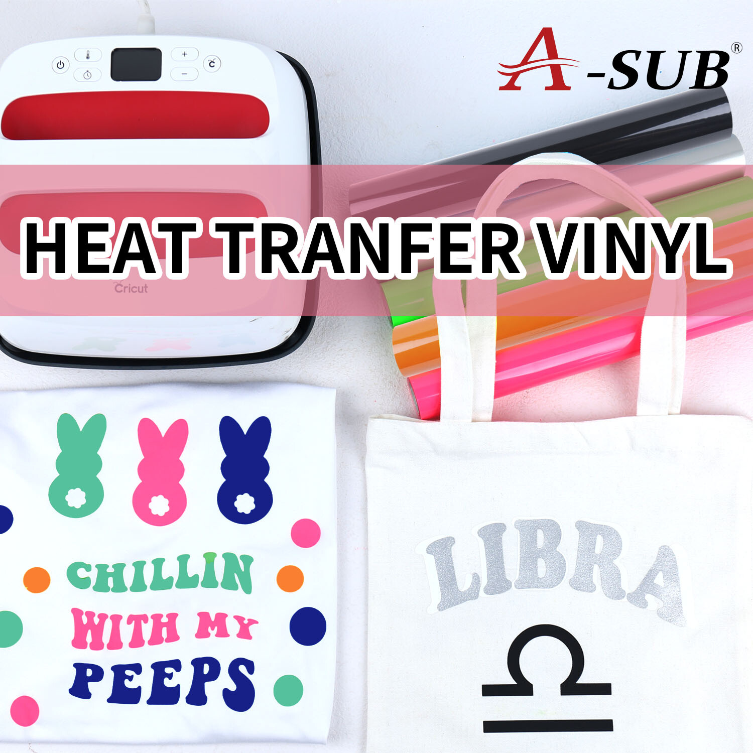 A-SUB Sublimation HTV for Light Cotton 12"x10FT-30FT Clear Matte HTV Vinyl Roll