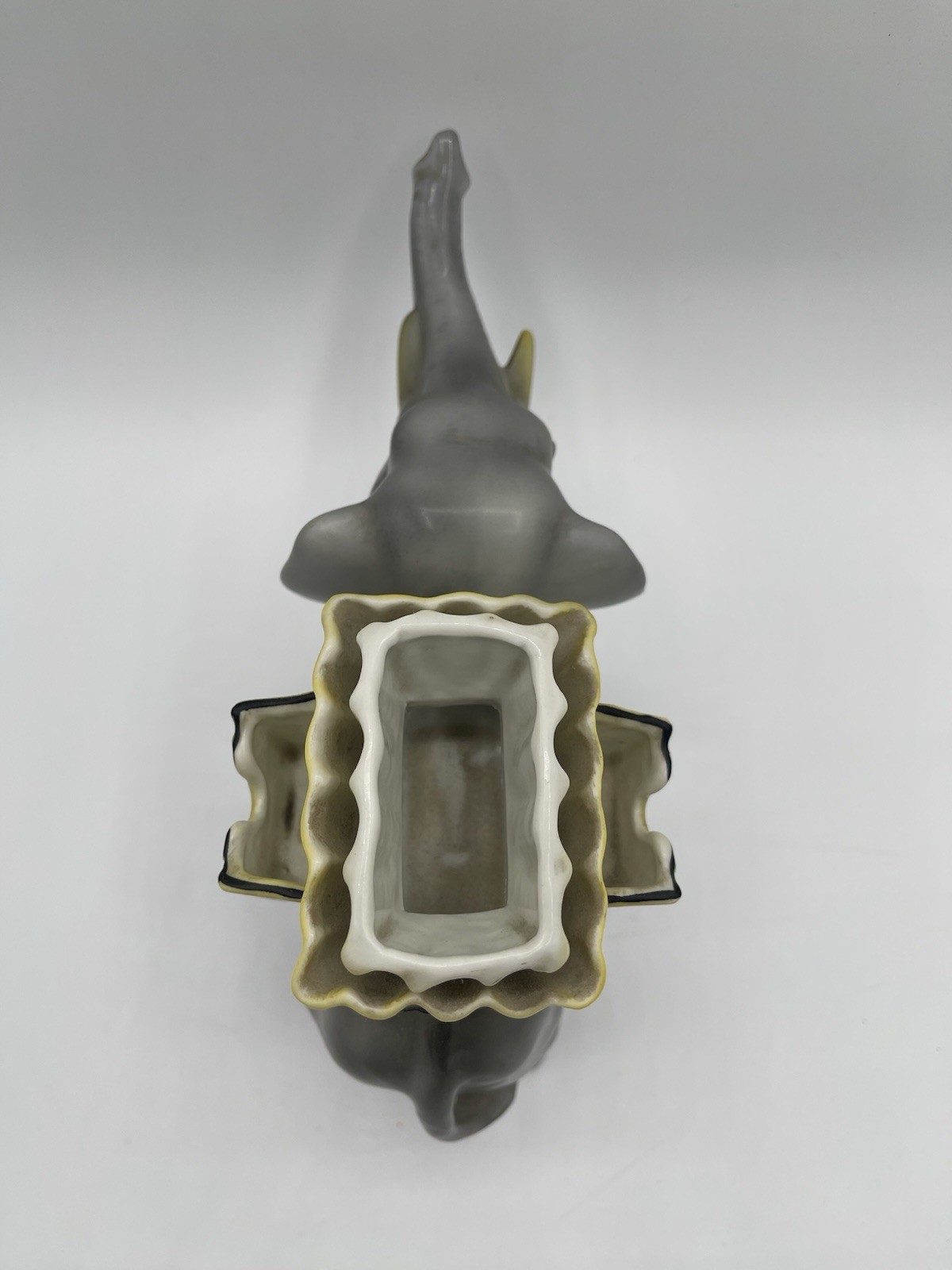 VTG MCM Elephant Handpainted Porcelain Cigarette Holder Figurine Bavaria Germany