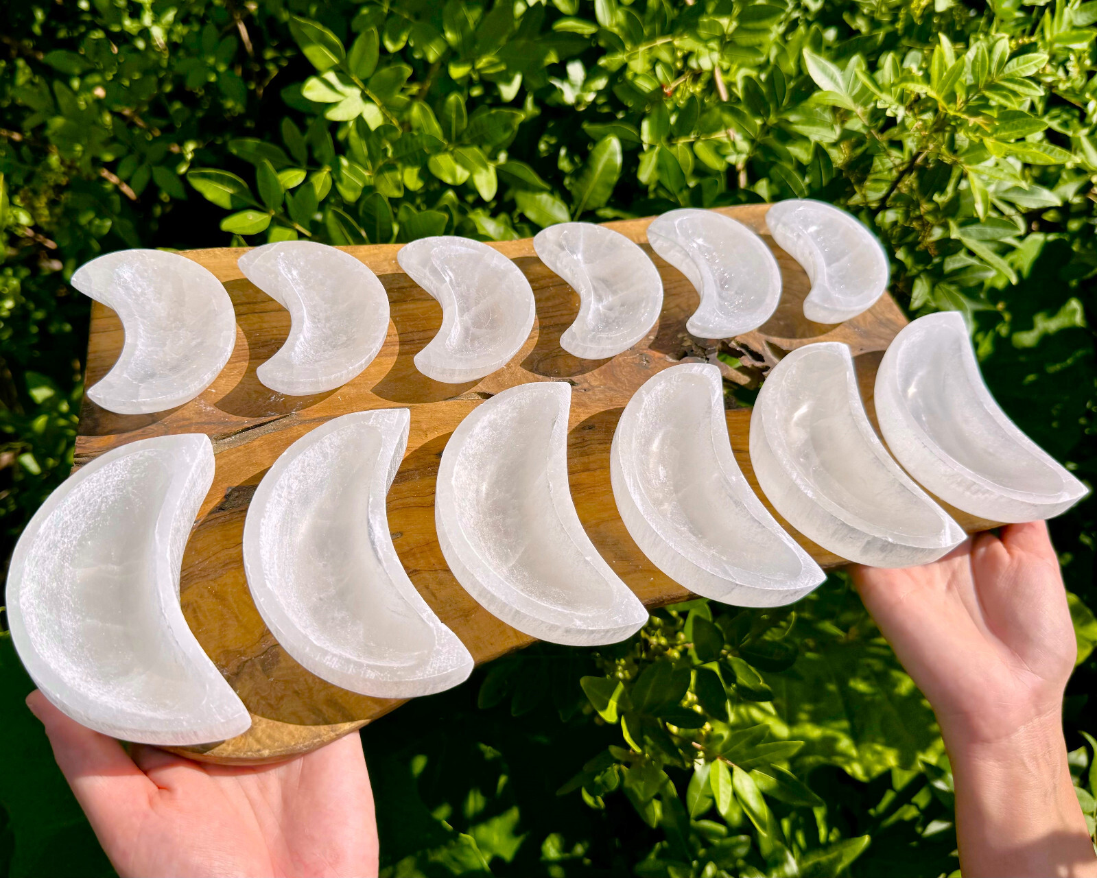 Polished Selenite Charging Bowls: Round, Moon, Hexagon & Heart Shape (Cleansing)