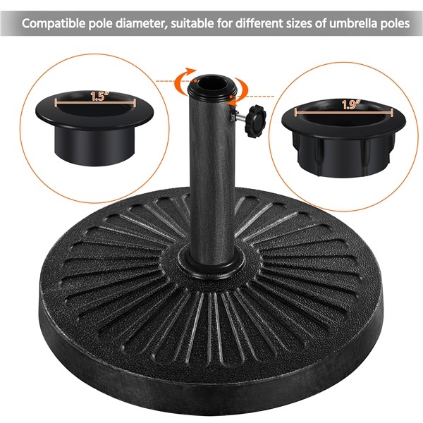 Round Patio Umbrella Base 30lbs 1.5″/1.9″ Outdoor Living Heavy Duty