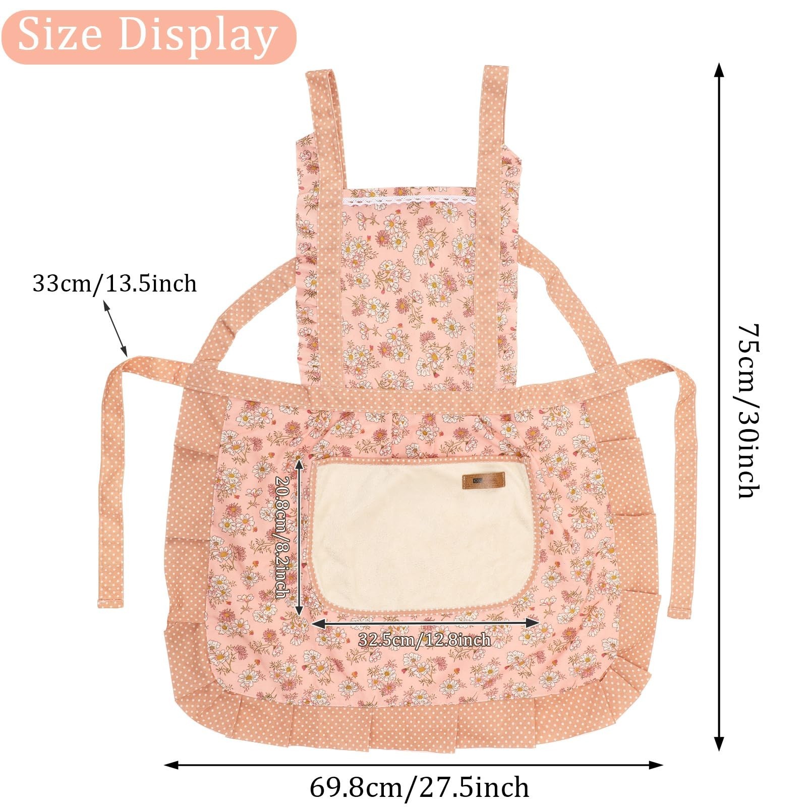 AUGSUN 2Pcs Women Aprons with Pockets, Girls Floral Apron with Big Pocket Bak...