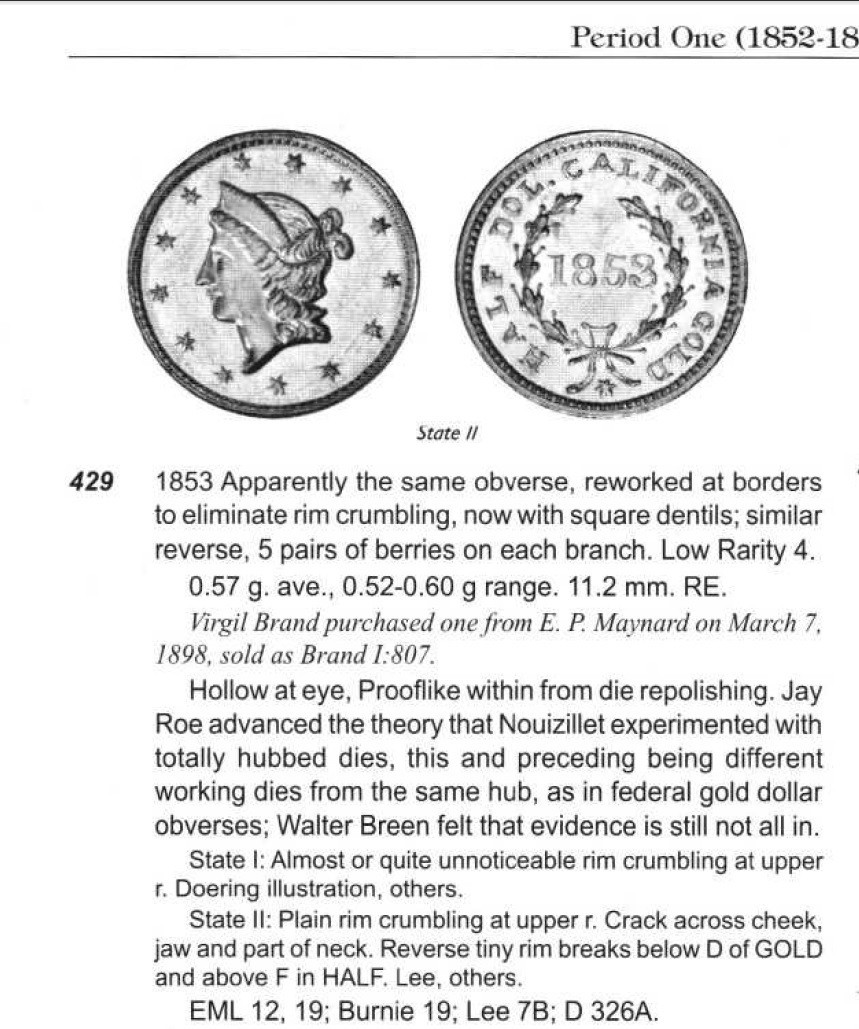 1853 RD LIB G50C California Fractional Gold BG-429/ NGC MS61 / Better Period One