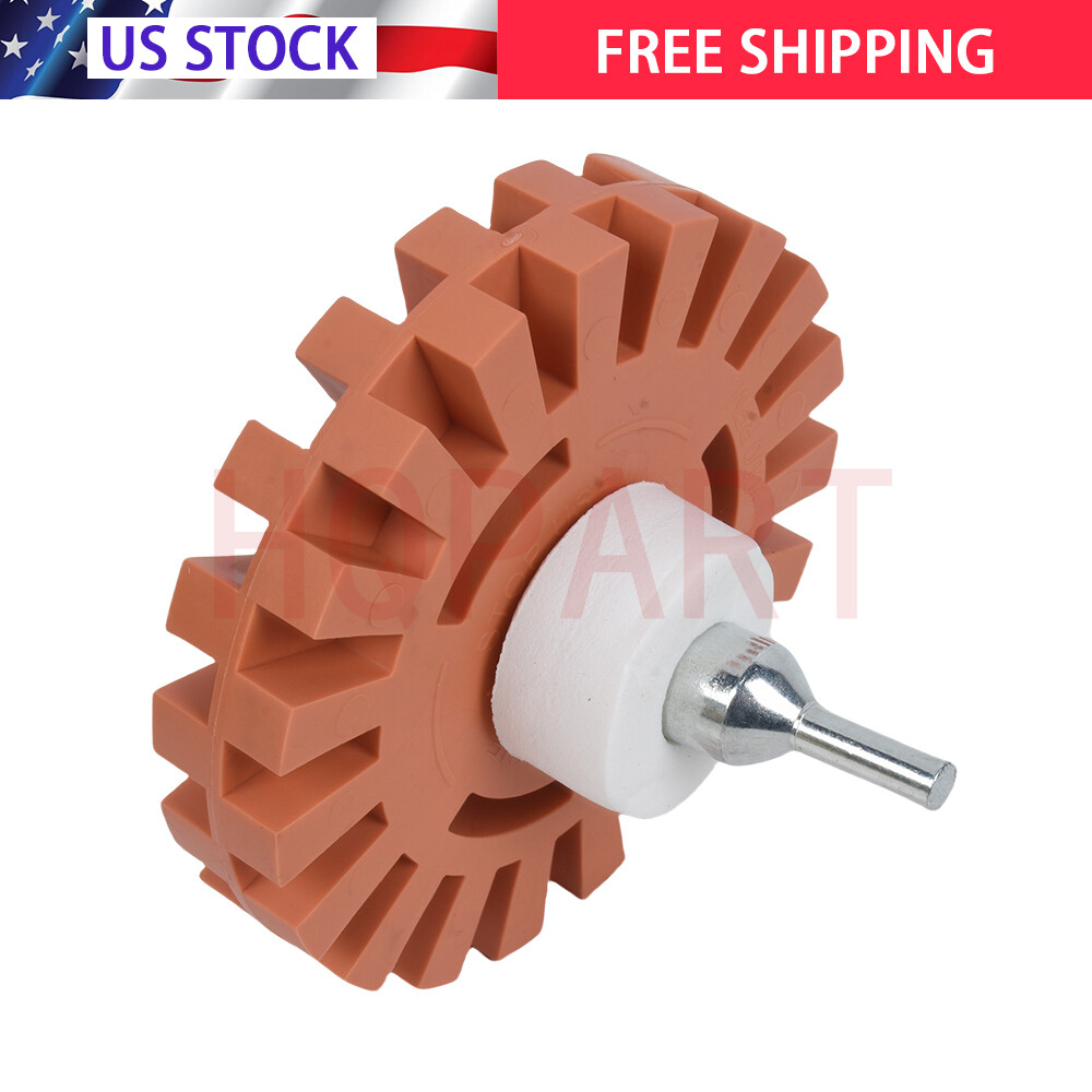 4 inch Decal Removal Eraser Wheel w/ Power Drill Arbor Adapter Rubber Pinstripe