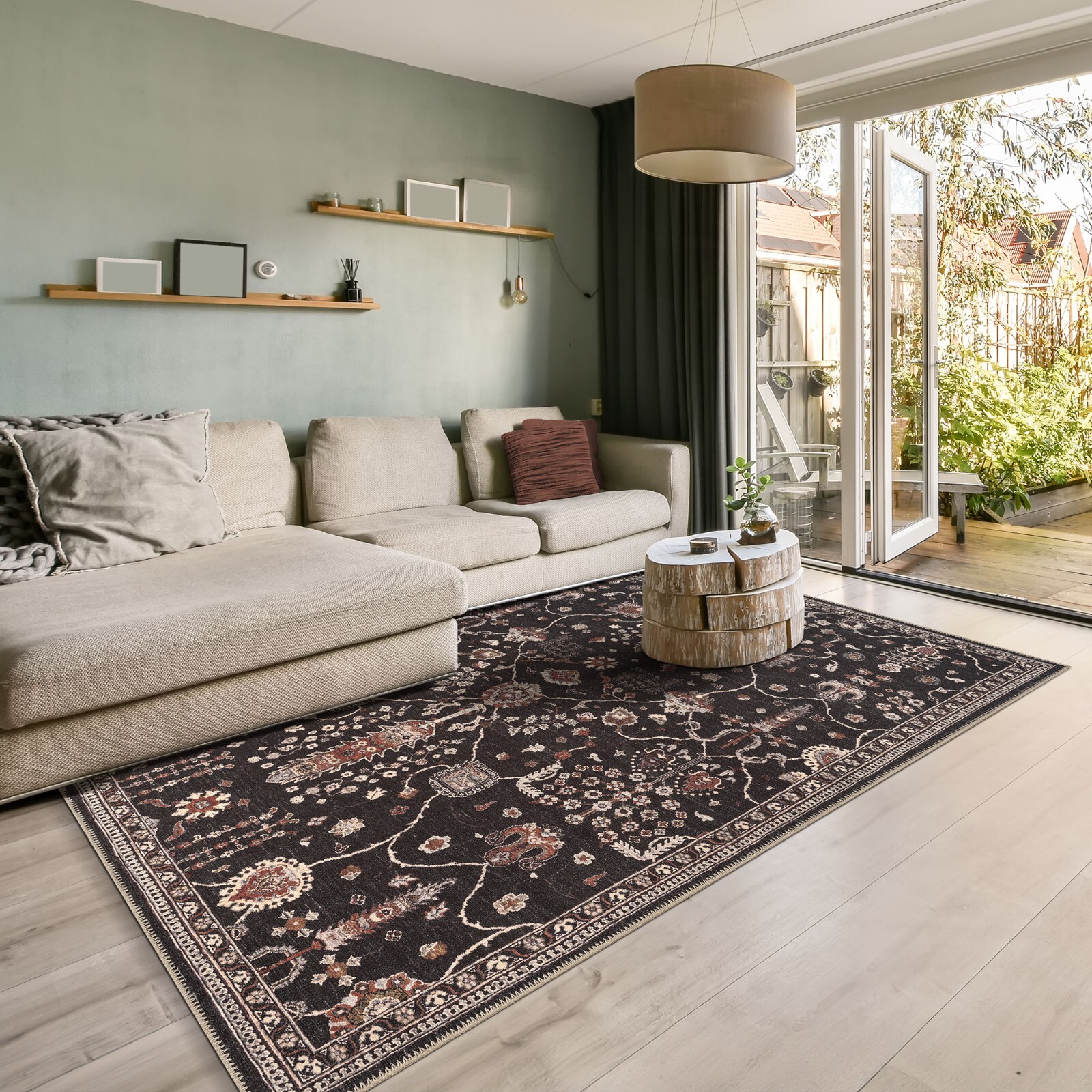 GLN Rugs Sumer - Machine Washable Area Rug - Turkish Black Home Rugs