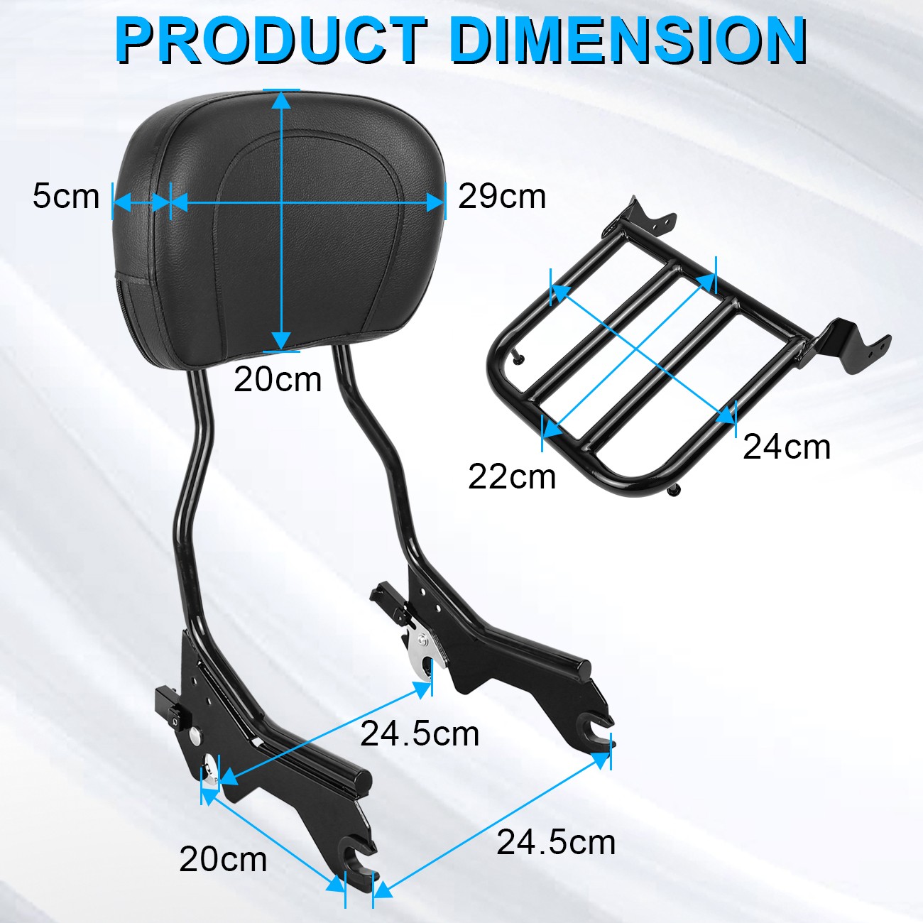 Detachable Backrest Sissy Bar with Luggage Rack For Harley Softail FLHC FXBB 18+