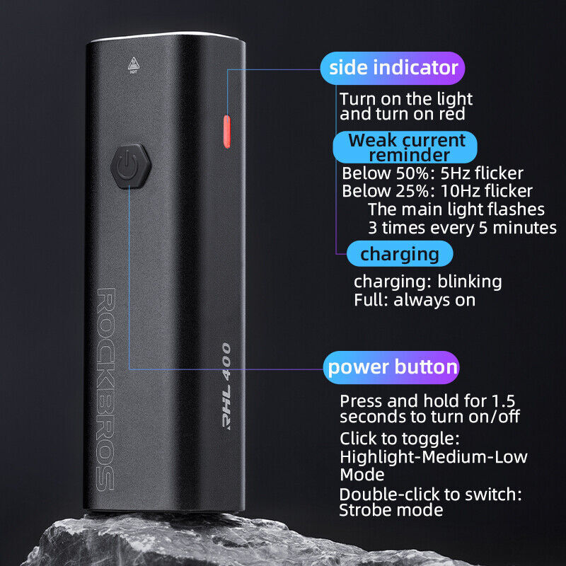 ROCKBROS Bicycle Light Sets MTB Bike Front Rear Lamp USB-C LED Headlight 1500LM