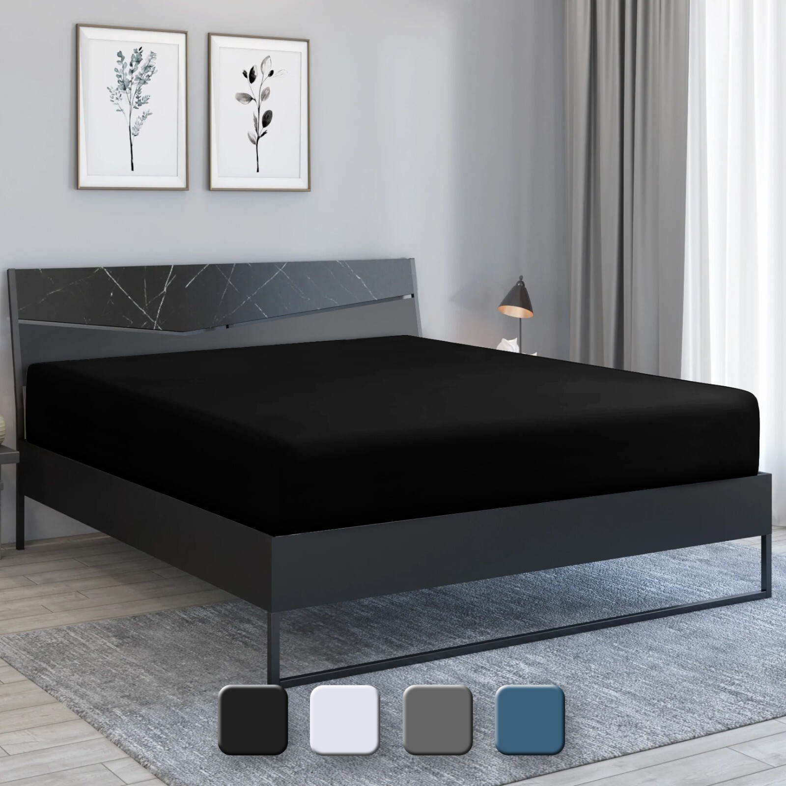 Fitted Sheet Deep Pocket Easy Care Breathable Microfiber Elastic Bedding Sheets