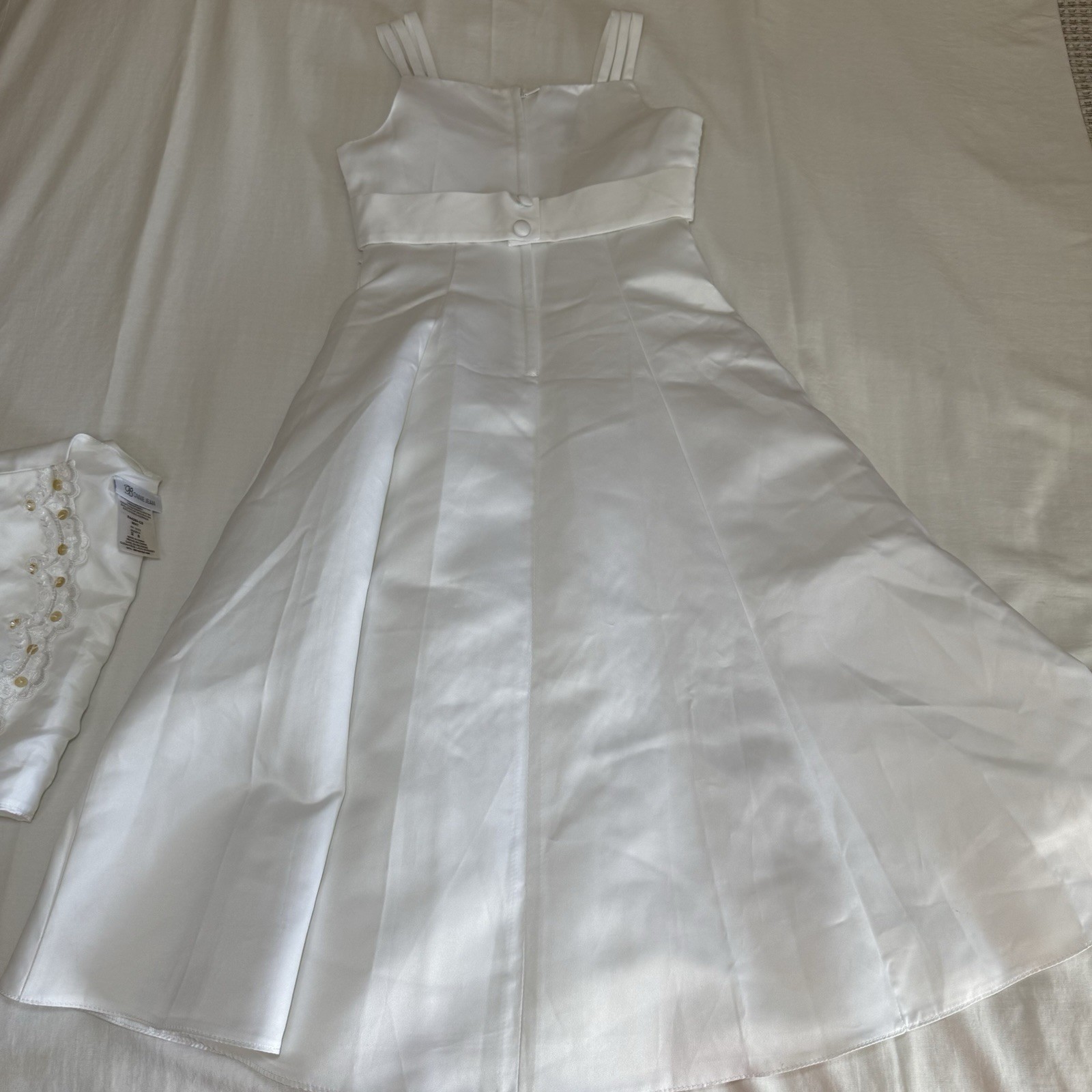 Bonnie Jean Girls White Special Occasion Flower Girl Communion Dress Size 8