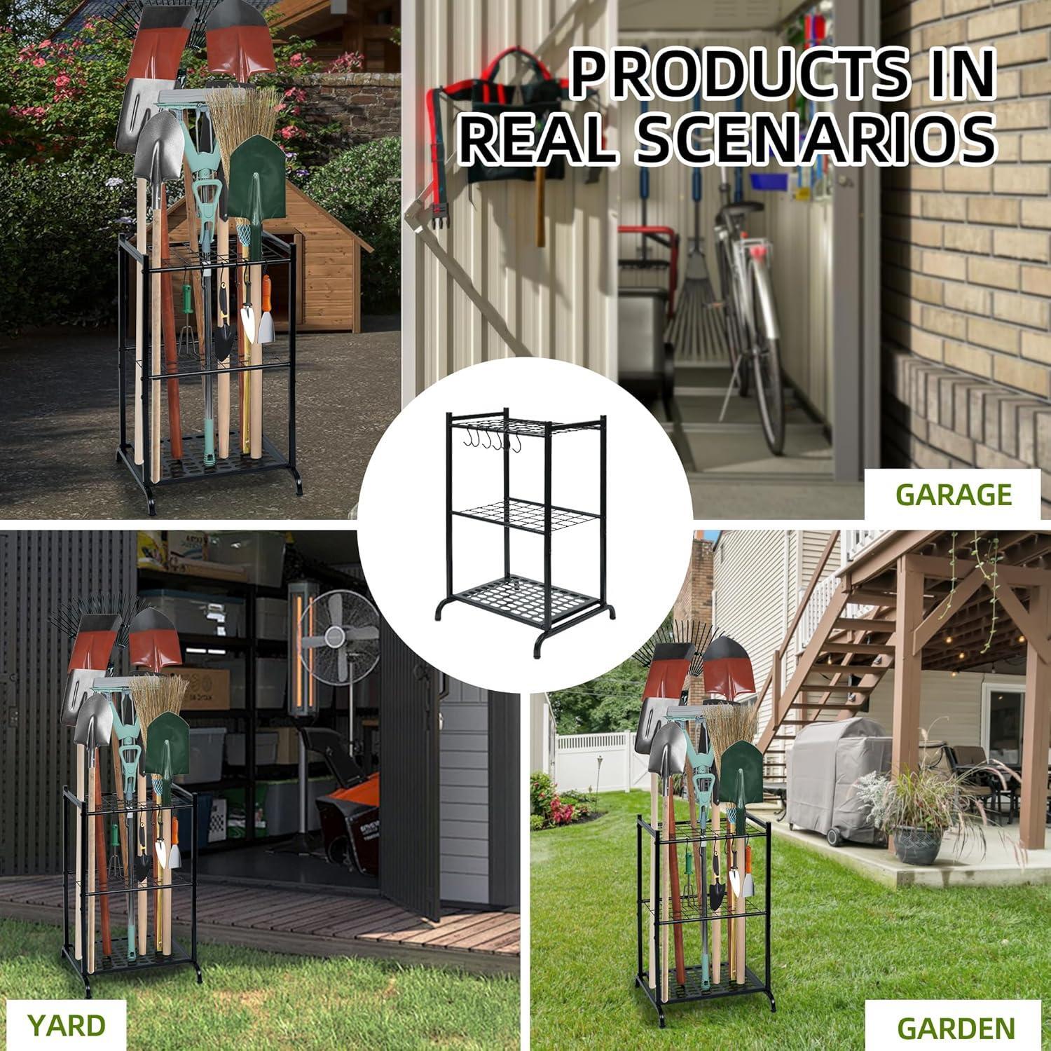 3 Tier Garden Tool Rack Organizer, Heavy Duty For Long Tools, Garage Storage ***