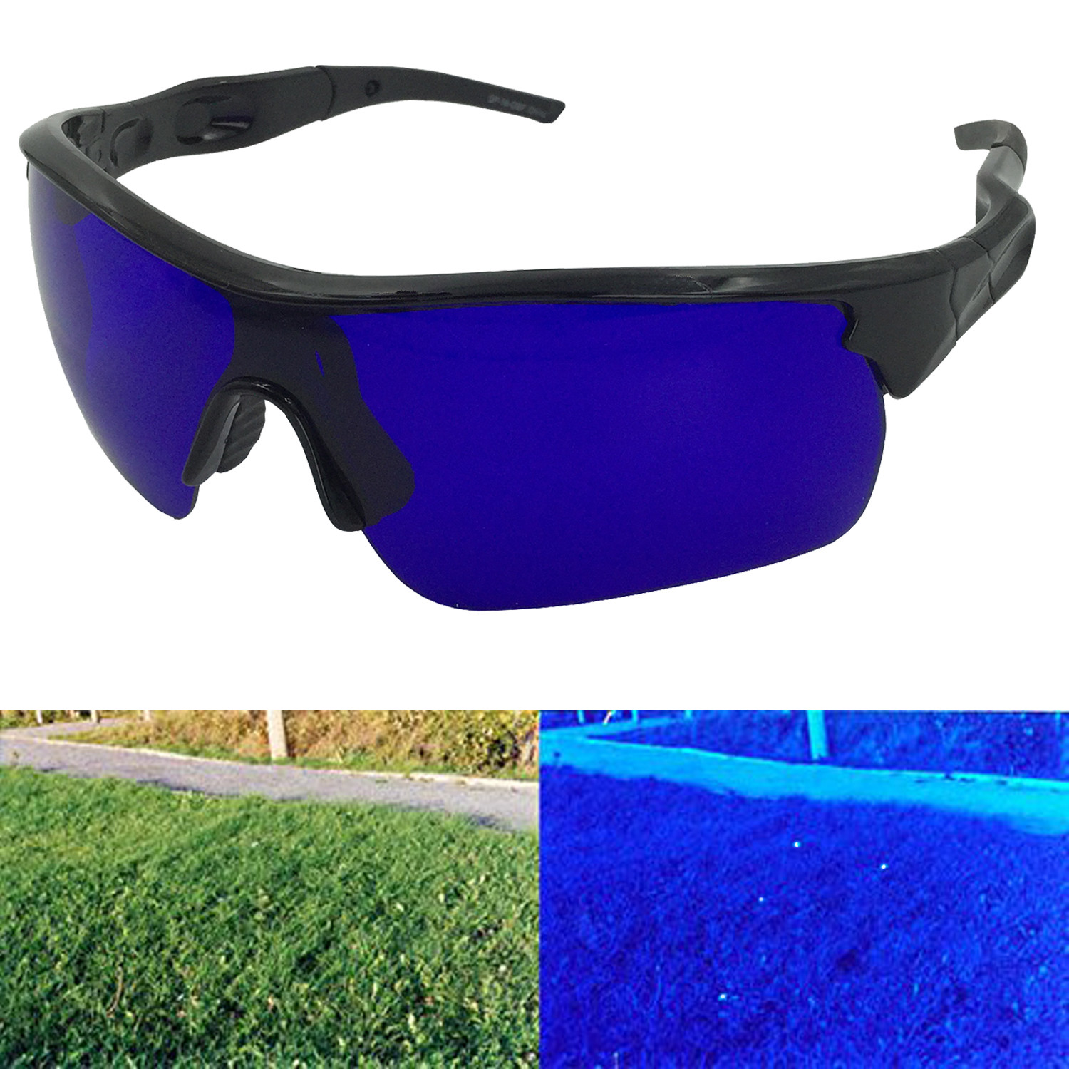Golf Ball Finder Glasses Black Frame Sports Sunglasses True Blue Lens Locating