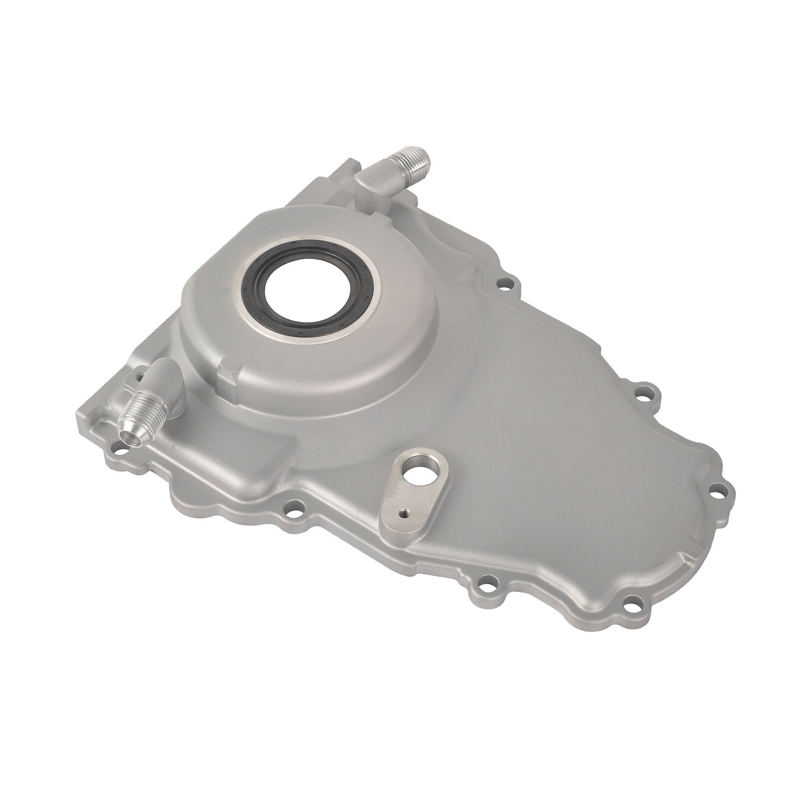For LS Gen 4 Front Engine Timing Chain Cover w/10AN Twin Turbo Oil Drain Fitting