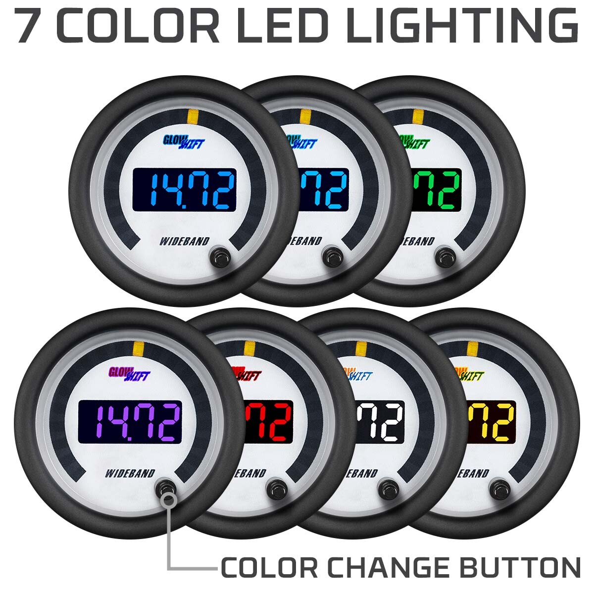 52mm GlowShift White 7 Series Digital Wideband Air/Fuel Gauge