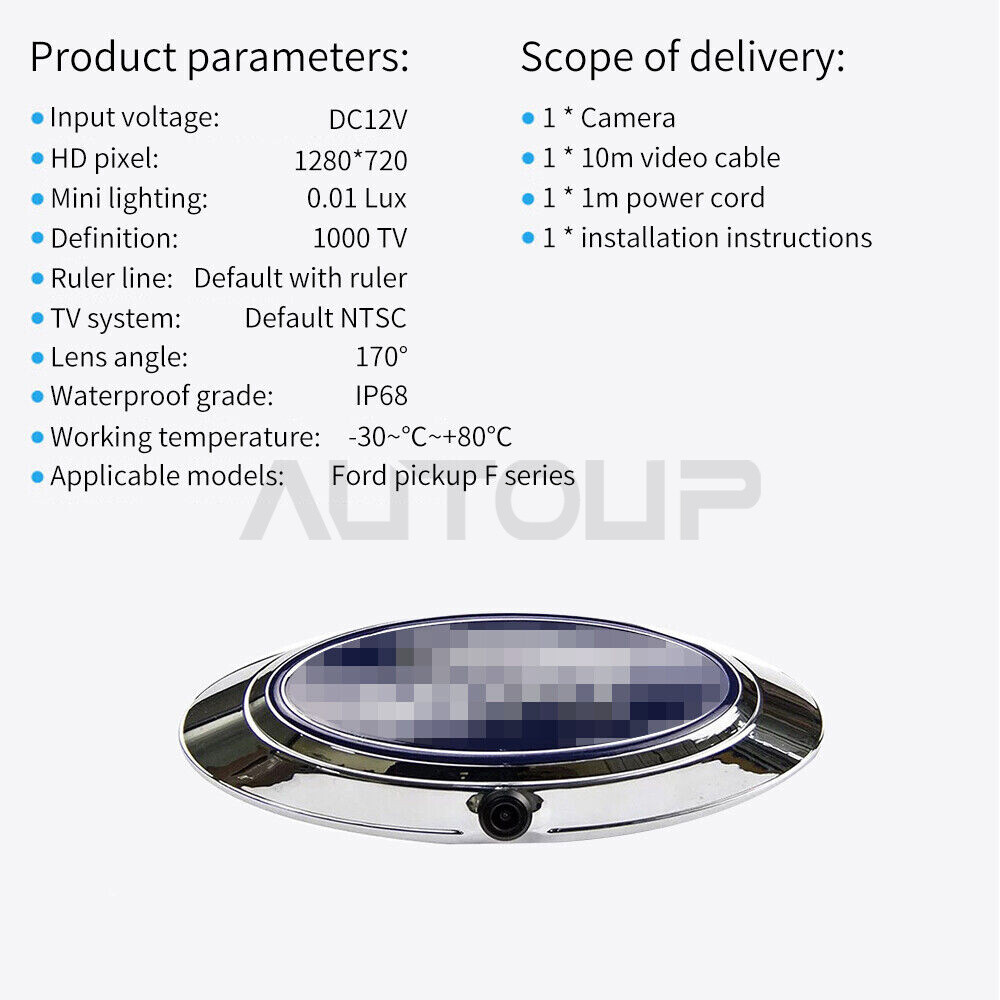 Tailgate Emblem Oval & Back Up Camera Kit for 09-16 Ford F150 F250 F350