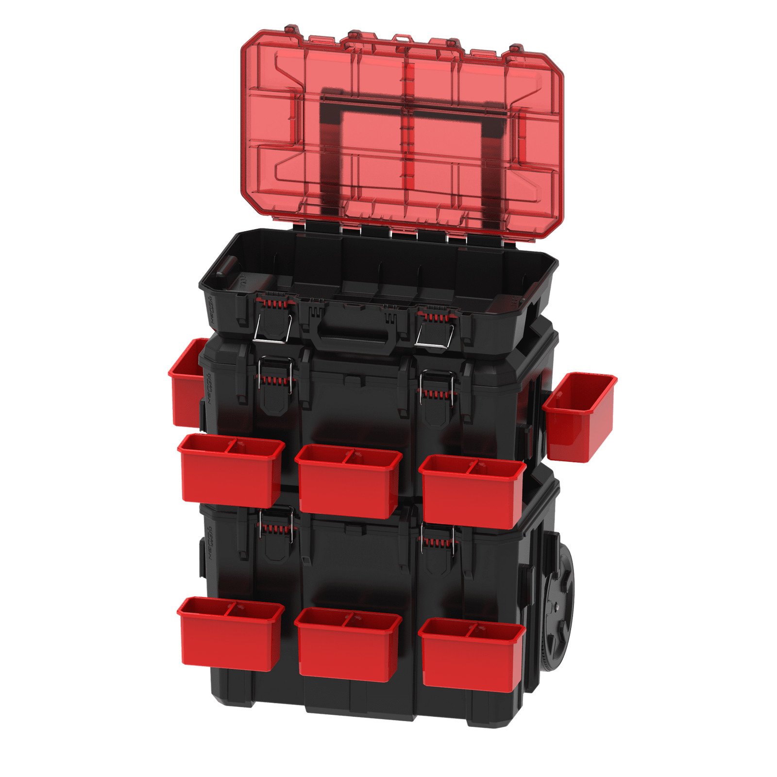 Stackable Toolbox Heavy Duty 3 Piece Modular Rolling System Equipment Storage