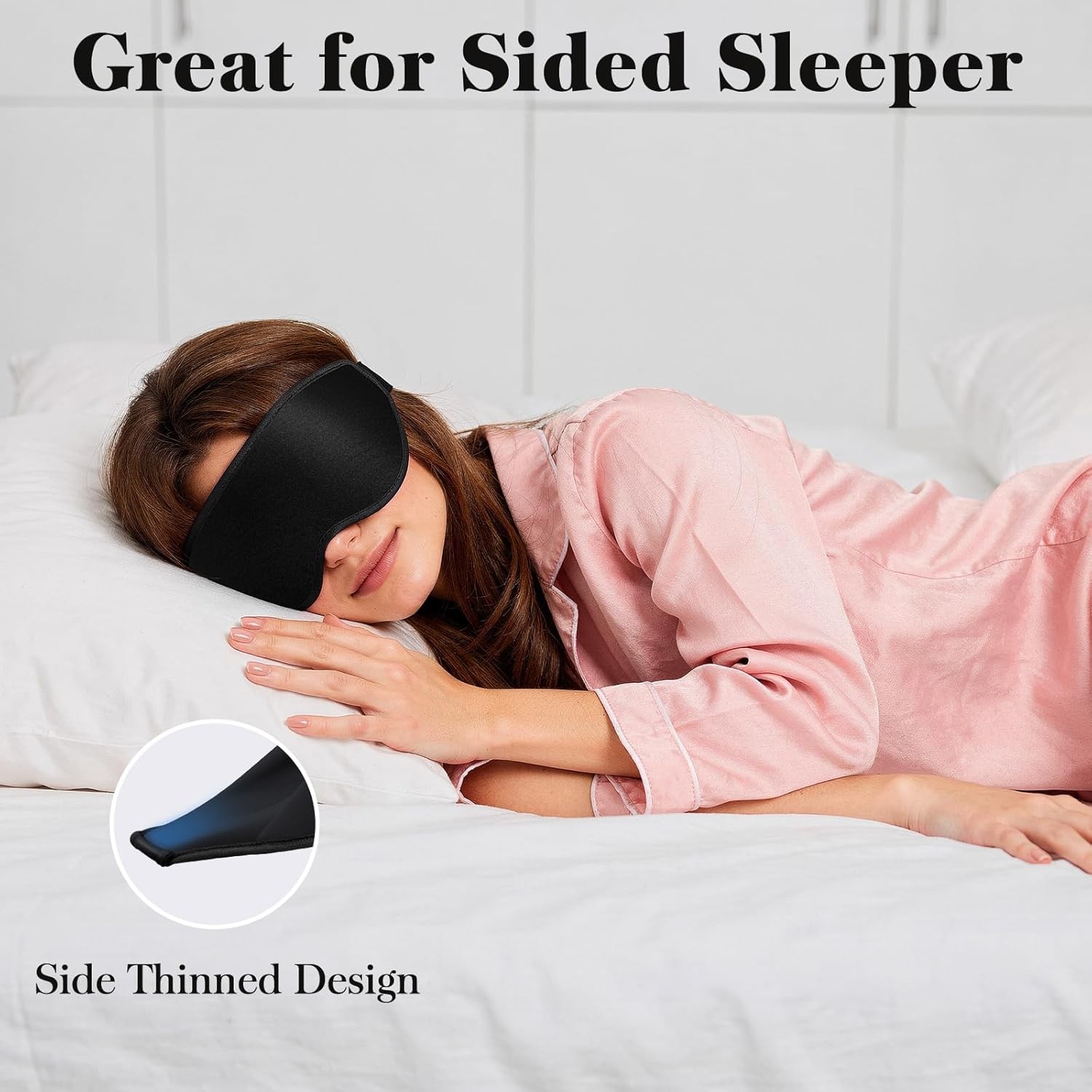 3D Eye Mask Sleep Mask for Men & Women, 100% Pressure-Free & Light Block- Black