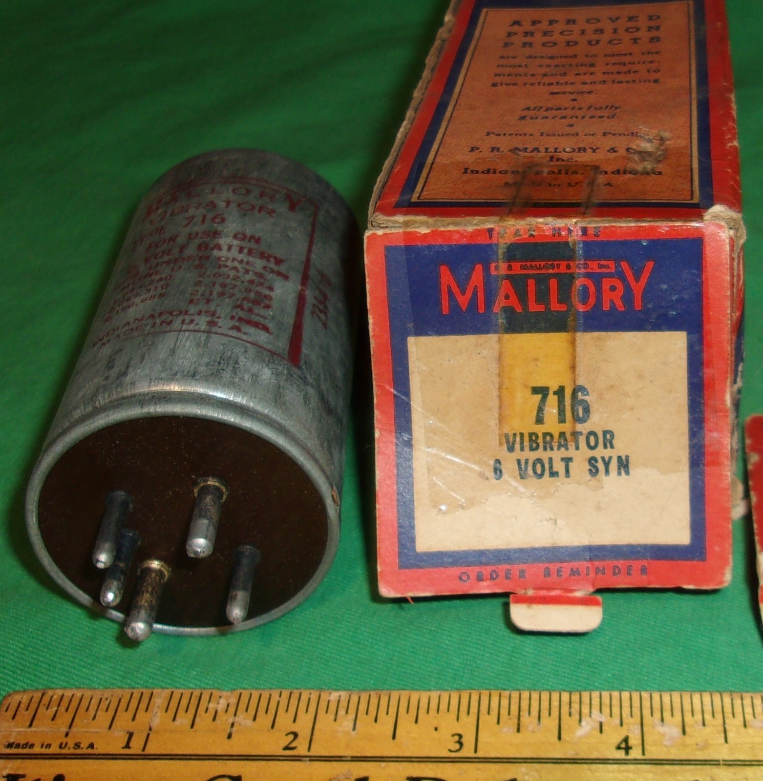 NOS Mallory 6 Volt Vibrator No. 716 (6-Volt Syn) 5-Pin for 1948 Delco 980762