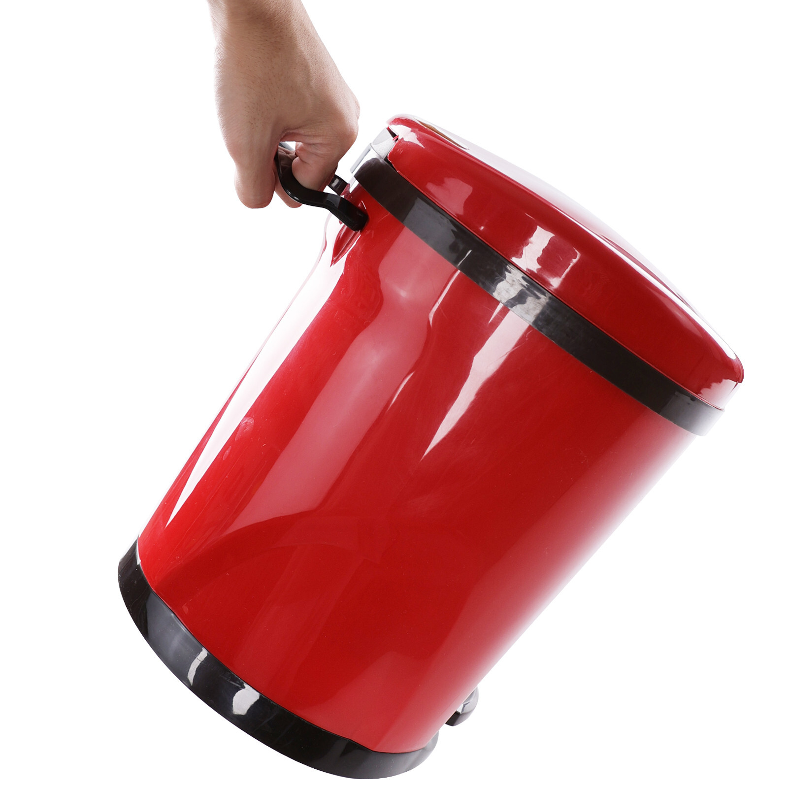 10 L Round Pedal Garbage Can, 3 Gallon Plastic Foot Operated Trash Bin, Red
