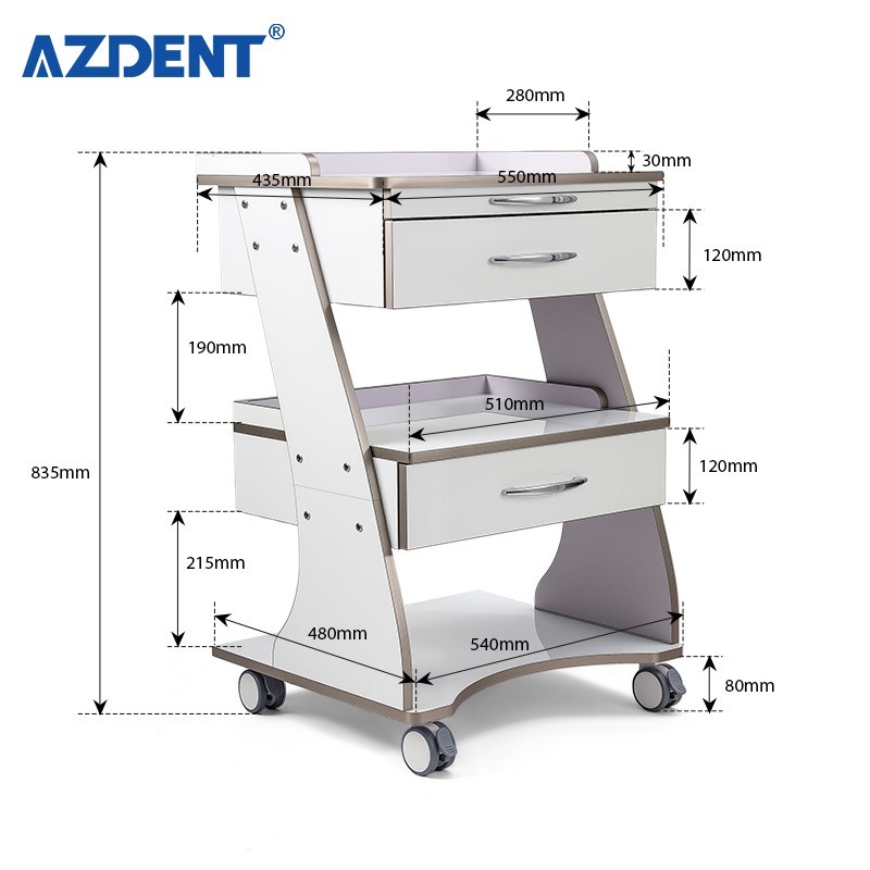 Dental Médico Carro Mueble de Almacenamiento con Cajones y Toma de Corriente