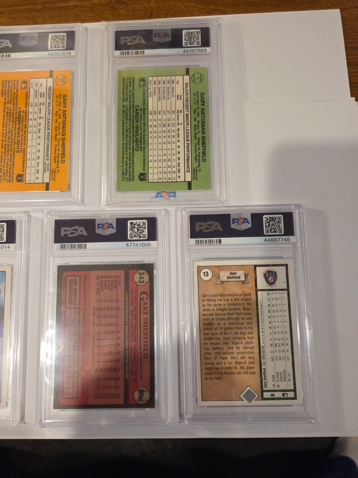 1989 Bowman Topps Fleer Donruss Score Upper Deck (7) RC lot Gary Sheffield PSA 9