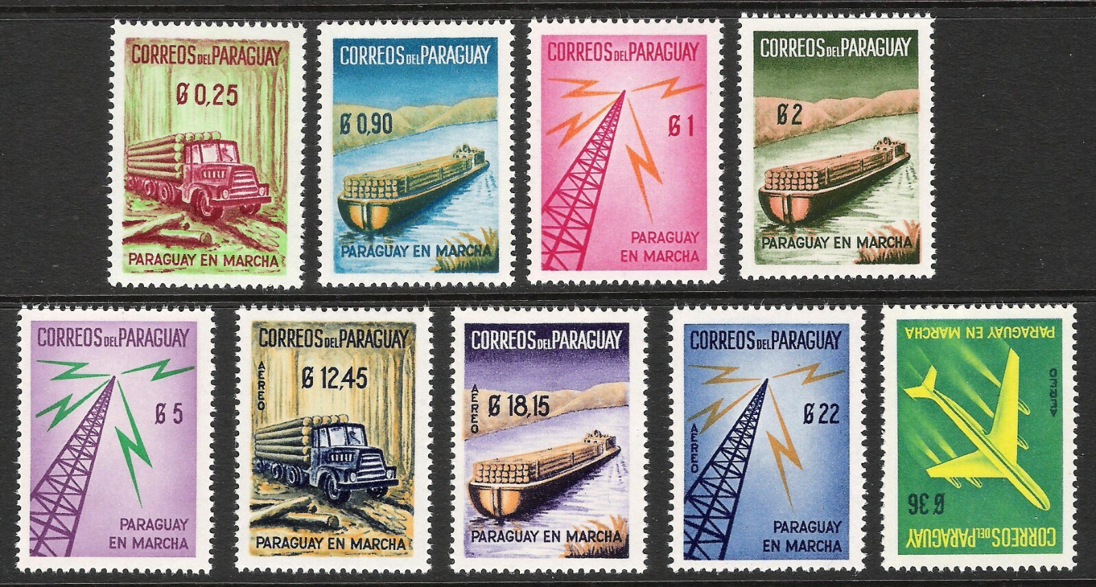Paraguay #577-81 & C278-81- Complete Set - Mint Never Hinged