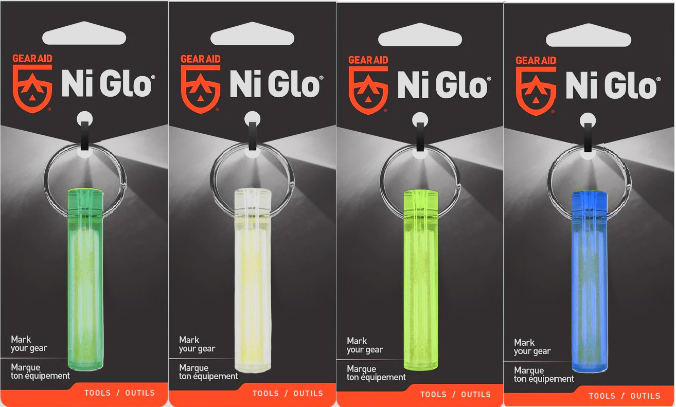 Gear Aid Ni Glo Glow in the Dark Keychain Sun Charged EDC Marker Choice of Color