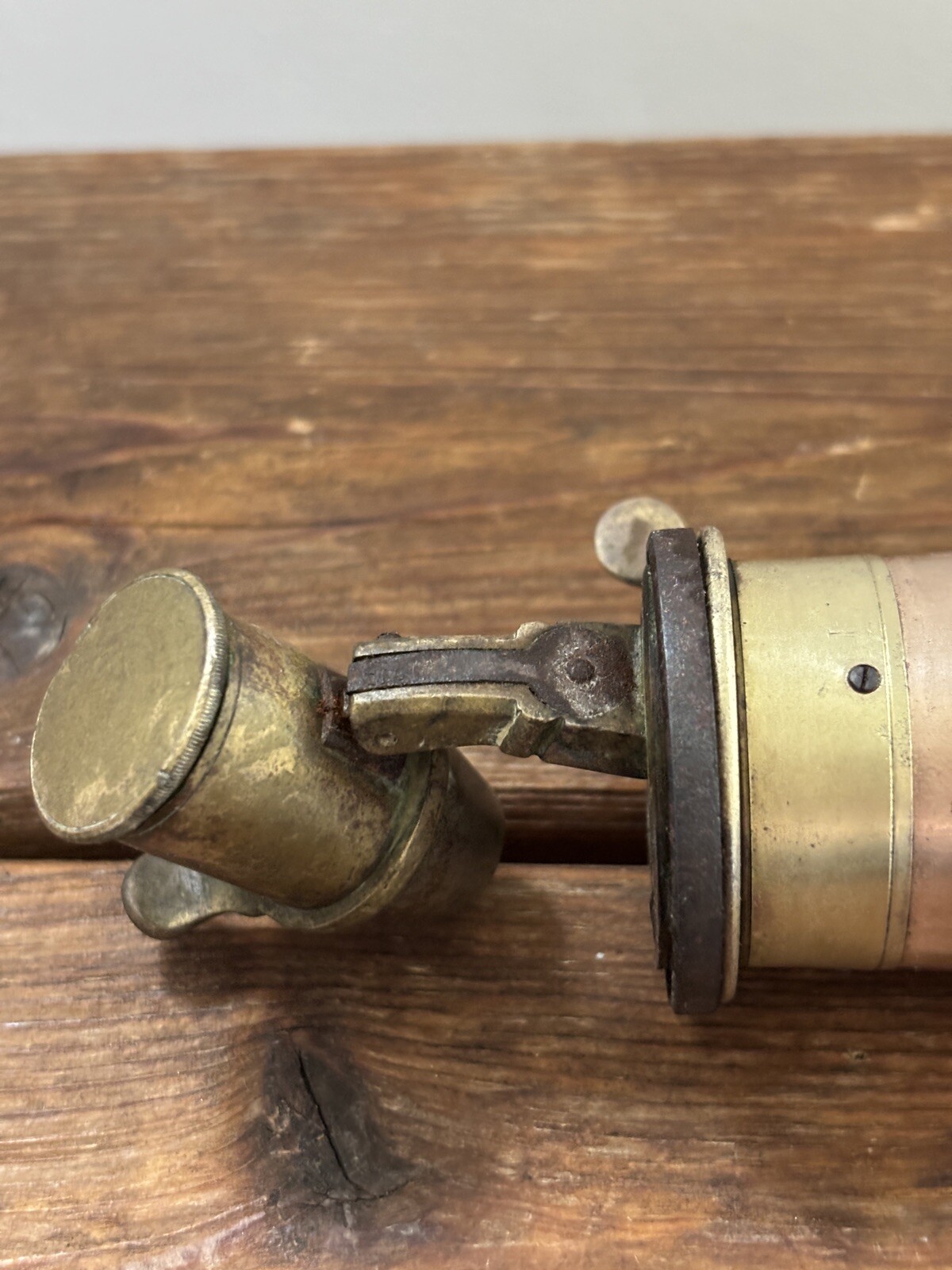 Antique Civil War Period James Dixon Black Powder Brass Copper Flask Horn