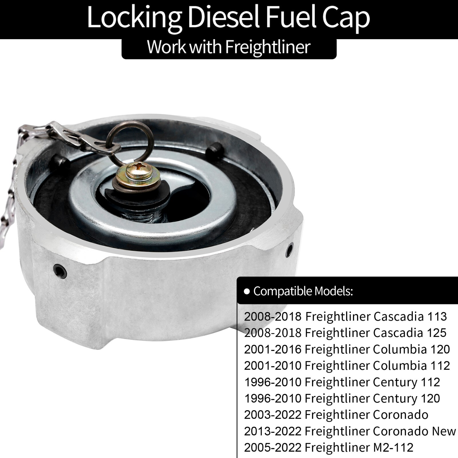 2x Locking Diesel Fuel Cap for 96-18 Freightliner Cascadia Columbia 03-37017-002