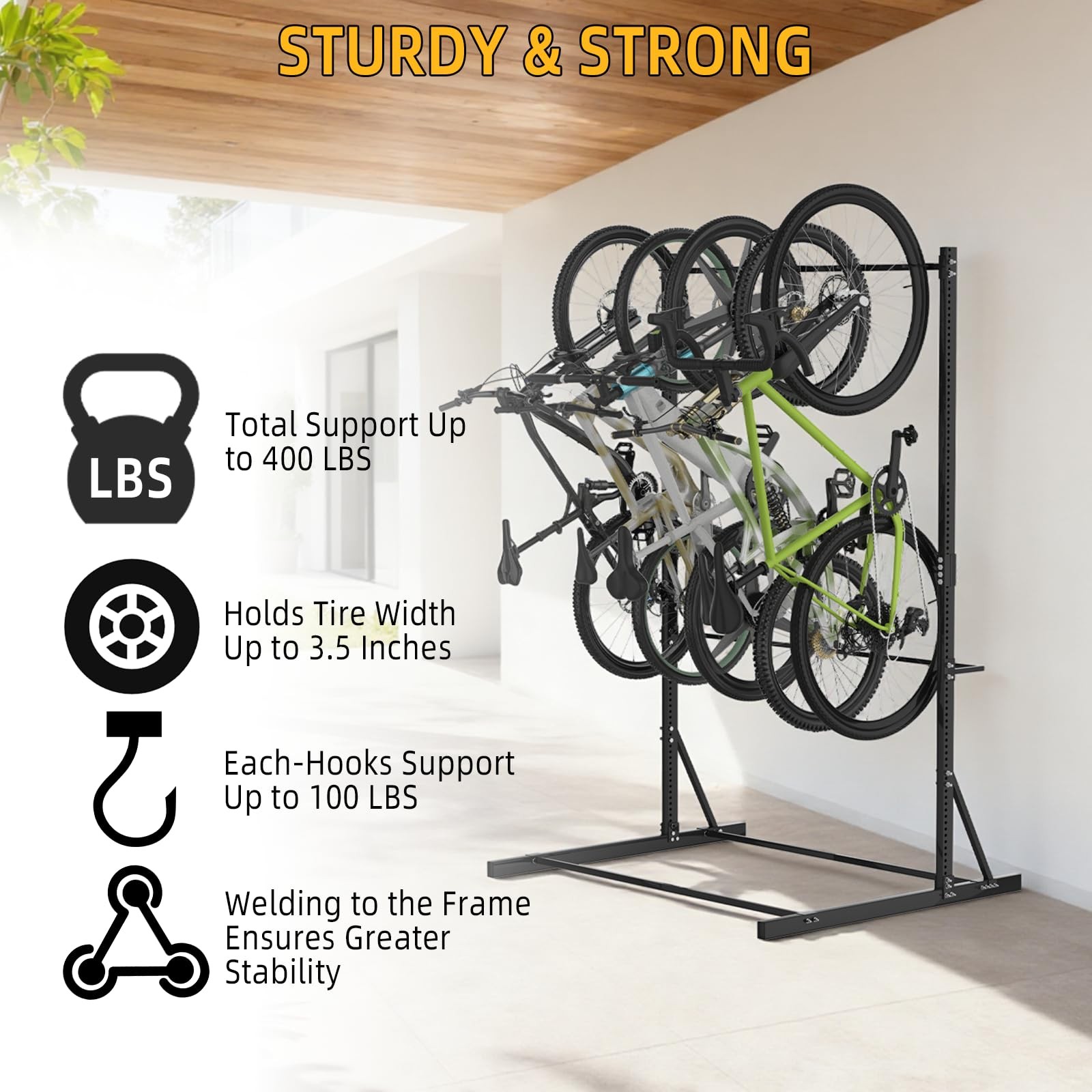 Garage Bike Rack,Freestanding Bike Storage Rack,5 Bikes Vertical Bike Storage...