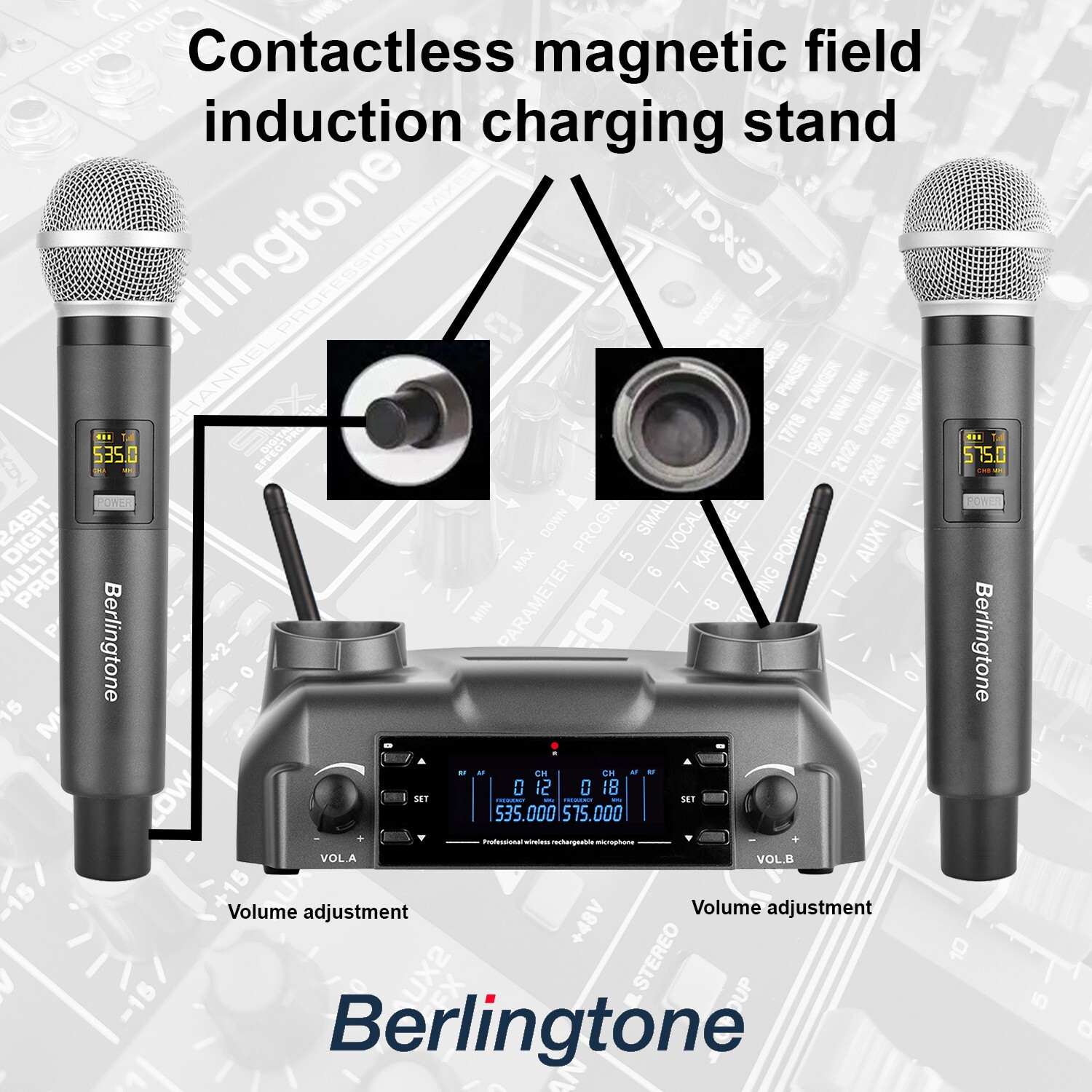 Berlingtone BR-60UM Wireless Microphone System Dual Wireless Mics, rechargeable