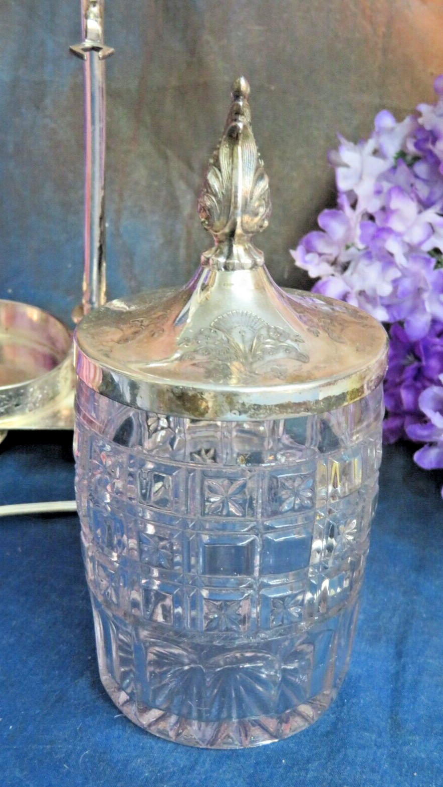 Pickle Castor silver plate frame Meriden B double EAPG jars Antique Victorian