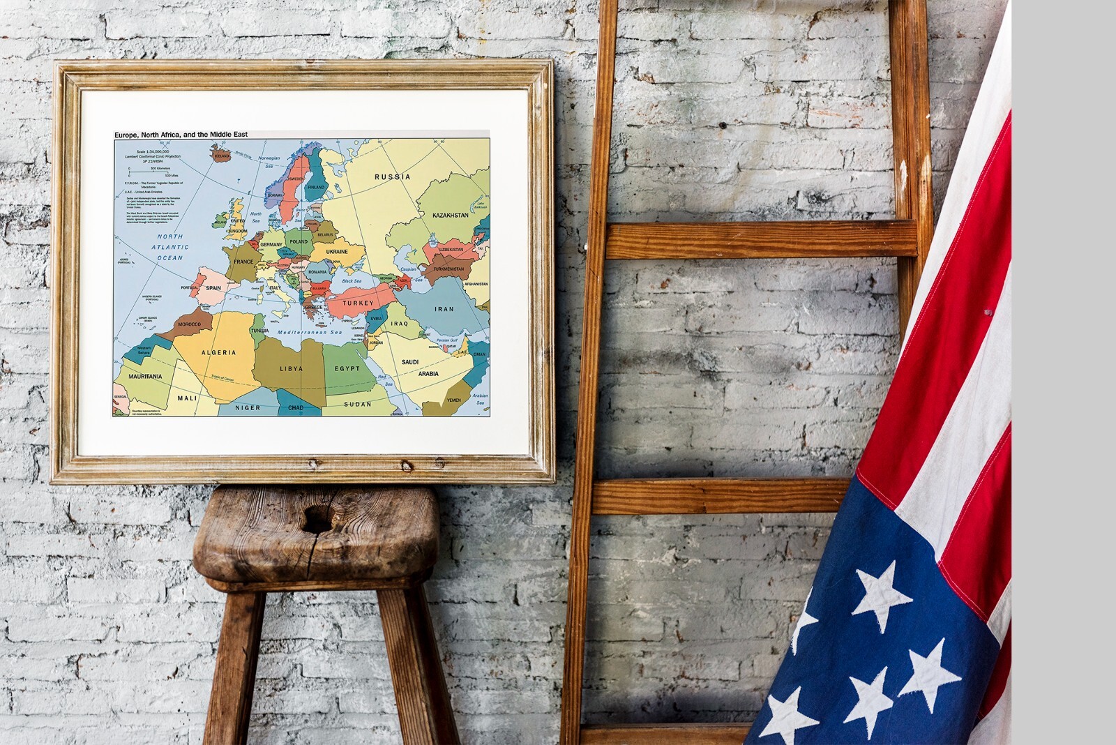 2000 CIA Map of Europe, North Africa, the Middle East Home School Poster Print