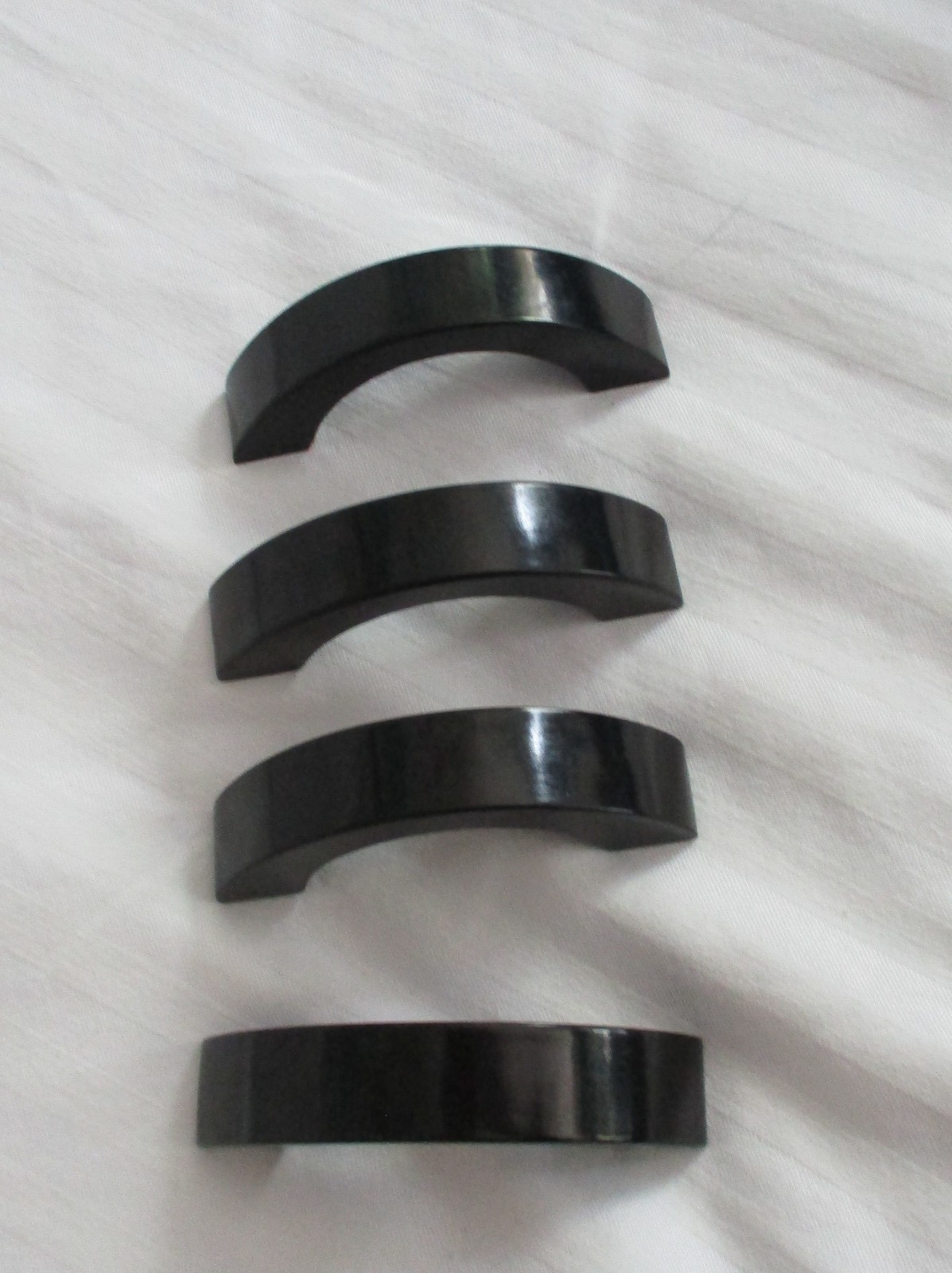 Vintage Set of 4 Black Bakelite Drawer Pulls Door Handles- 3" Long - No screws