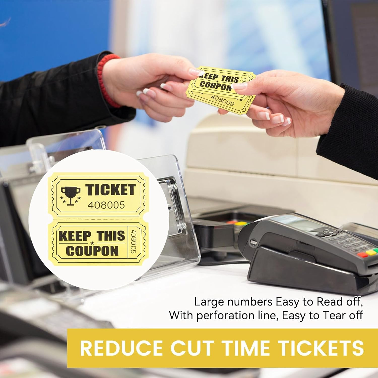 1000 Raffle Tickets Gold Double Roll Metallic Gold Foil,Events Carnivals,Entry,