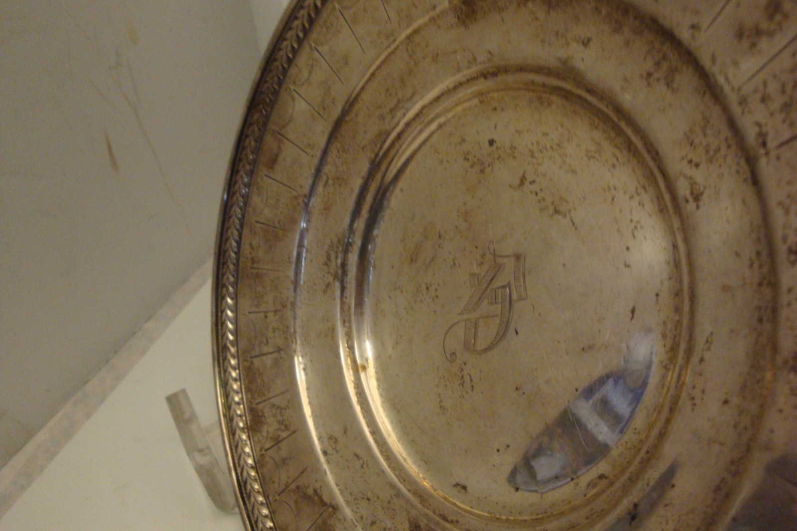 Decorative La Pierre Sterling Silver monogrammed "B"platter 282 grams 9 1/2 dia