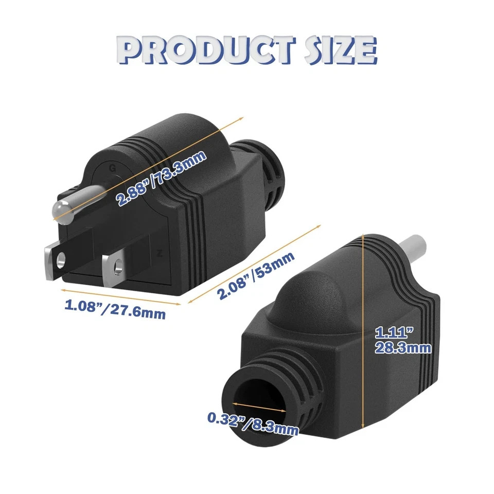 4PCS Electrical Replacement Plug 3 Prong Male Plug End Extension Cord Replacemen