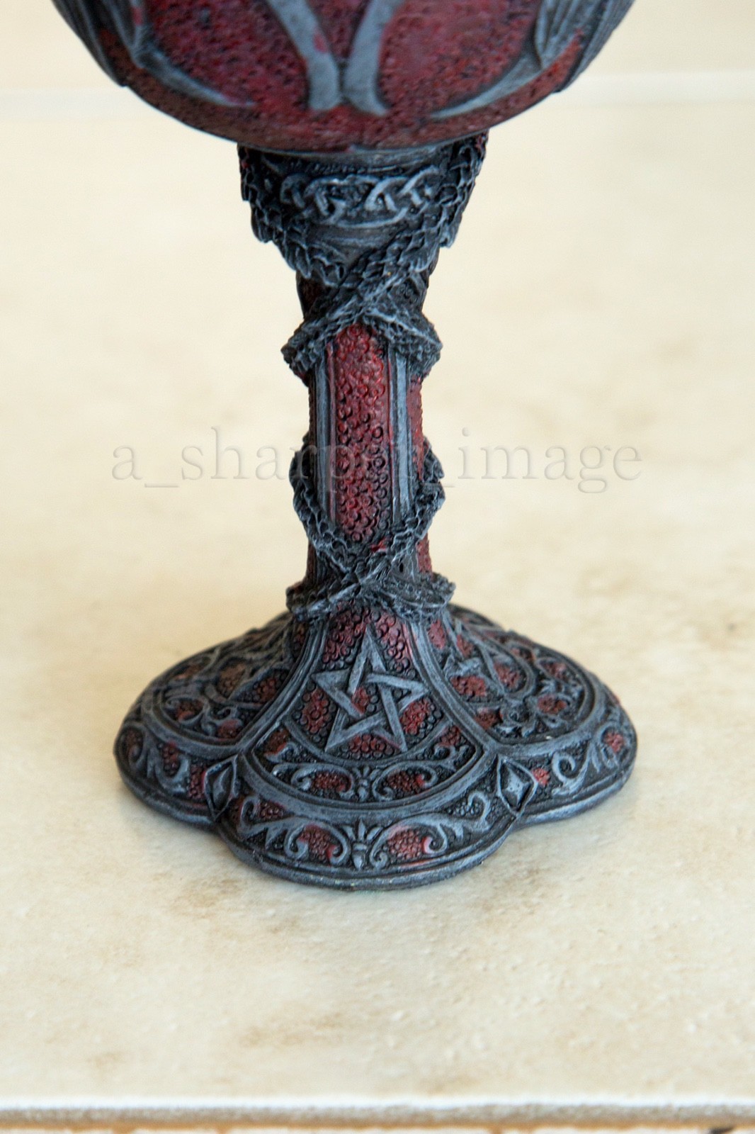 Occult Double Dragon Heart Goblet Chalice Hand Painted 'Stone' Finish Beautiful!