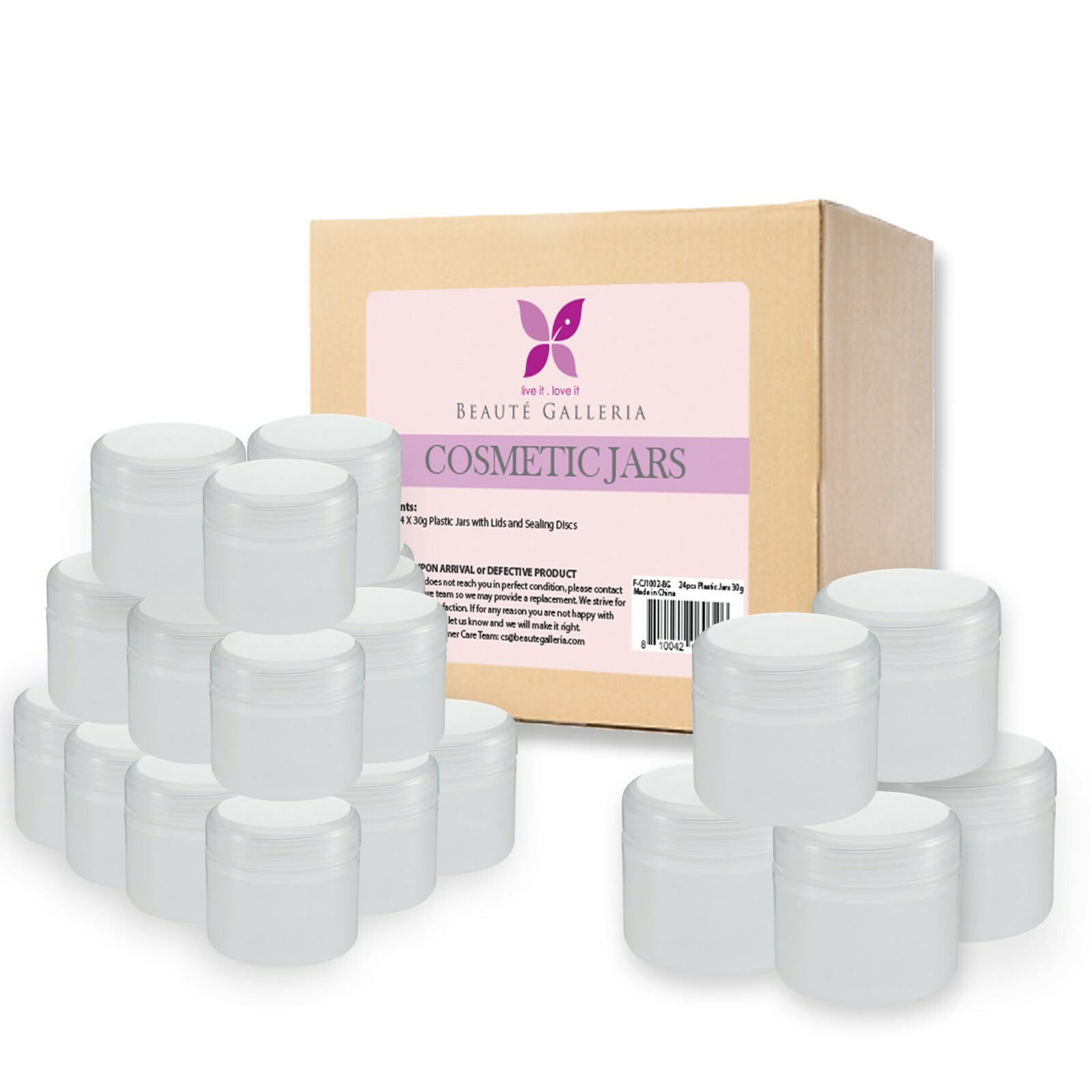 24 Pack White Translucent Cosmetic Plastic Cream Jars Containers with Lids